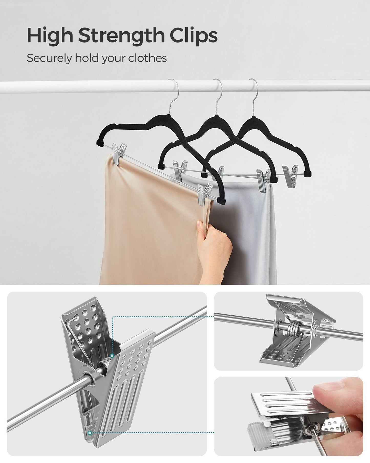 20-Pack Velvet Pants Hangers with Adjustable Clips Black FredCo