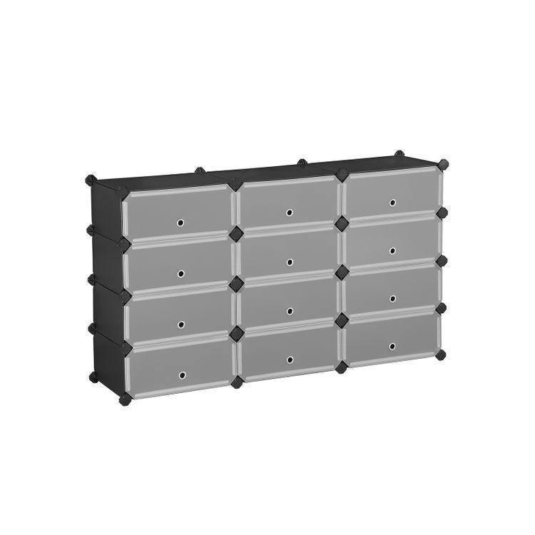 24 Pairs Shoe Rack Clear and Gray FredCo