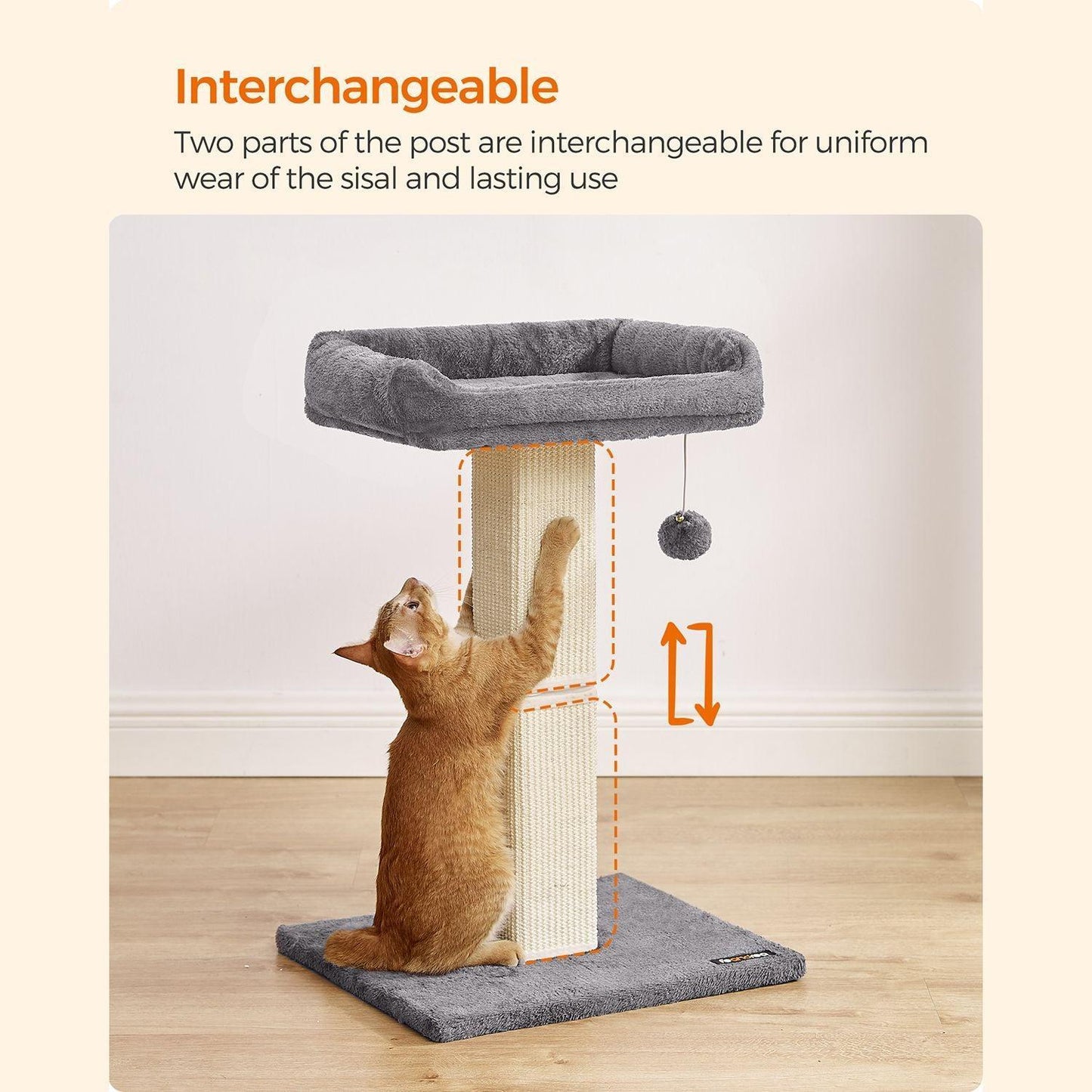 27.9-Inch Cat Scratching Post Light Gray FredCo