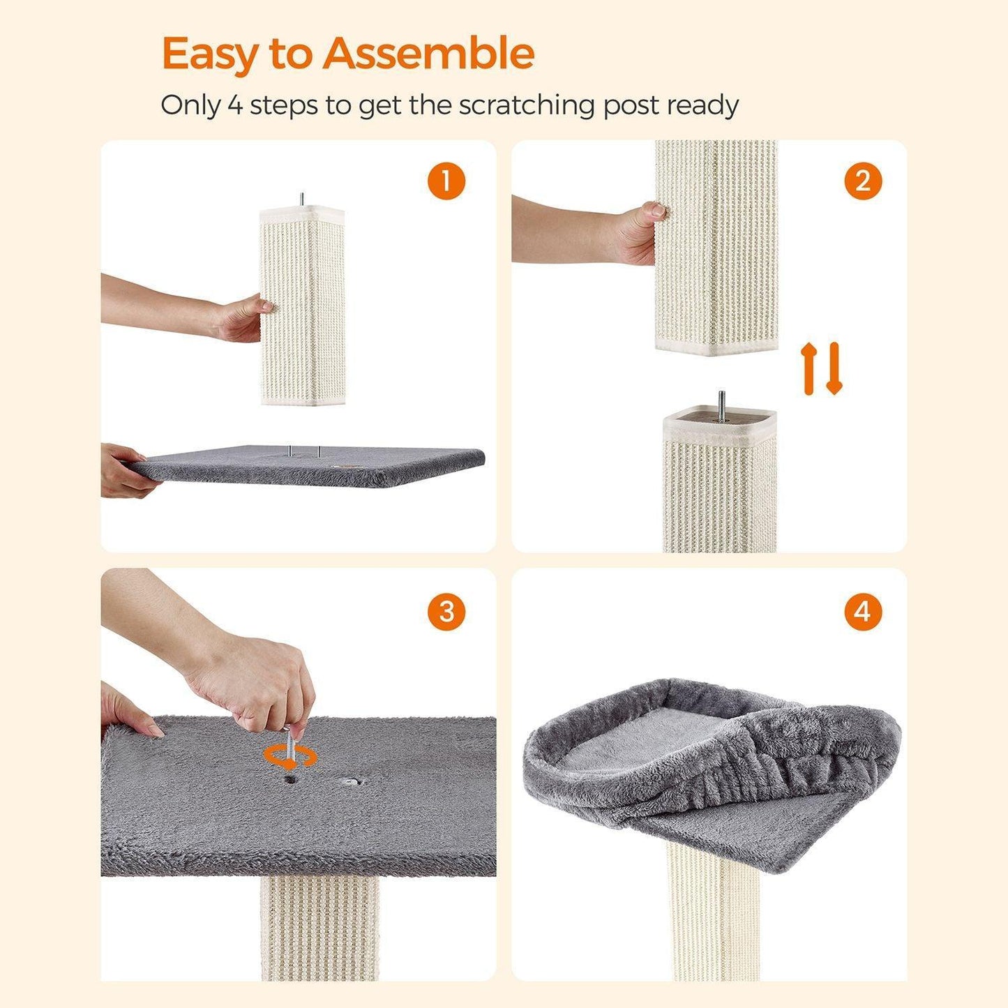 27.9-Inch Cat Scratching Post Light Gray FredCo