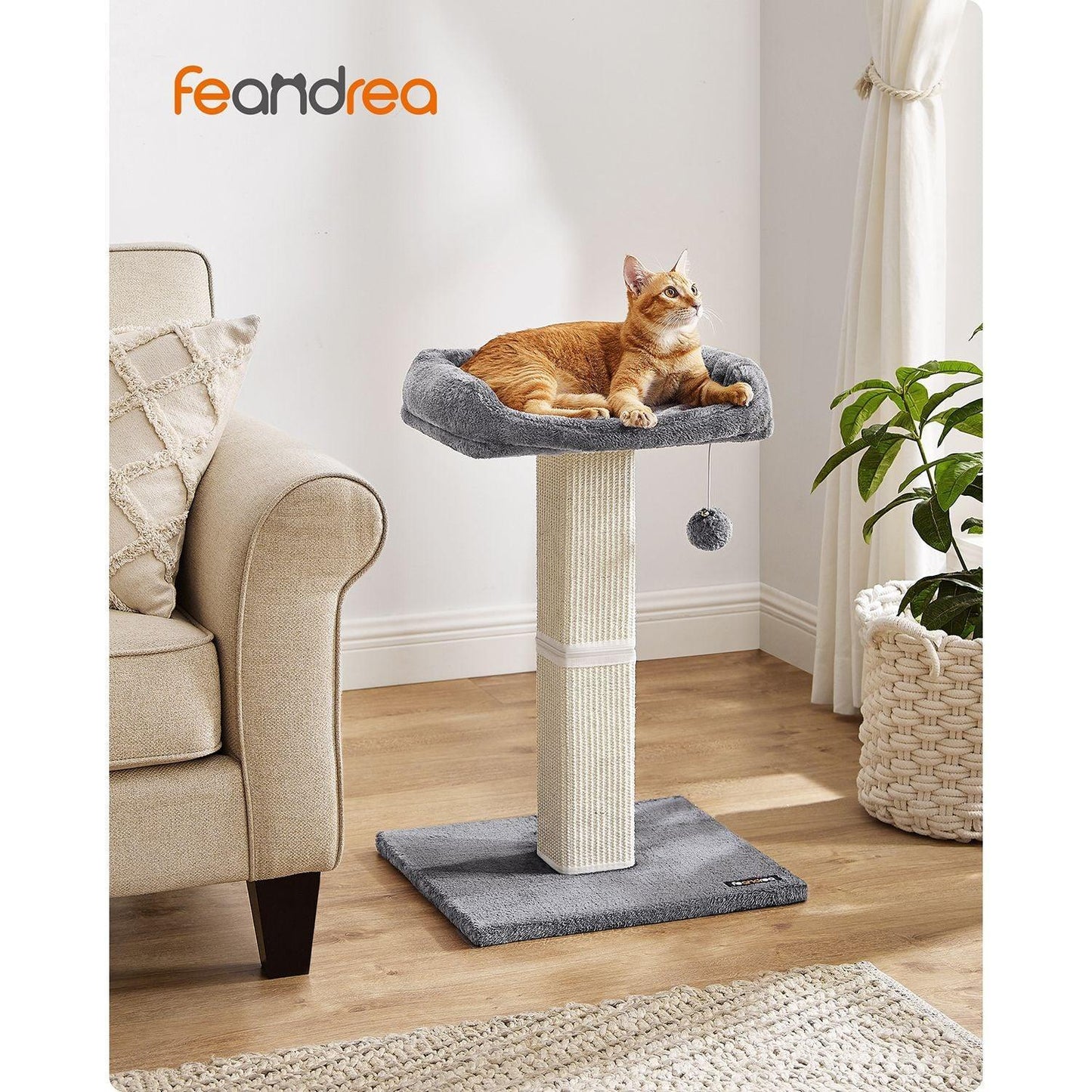 27.9-Inch Cat Scratching Post Light Gray FredCo