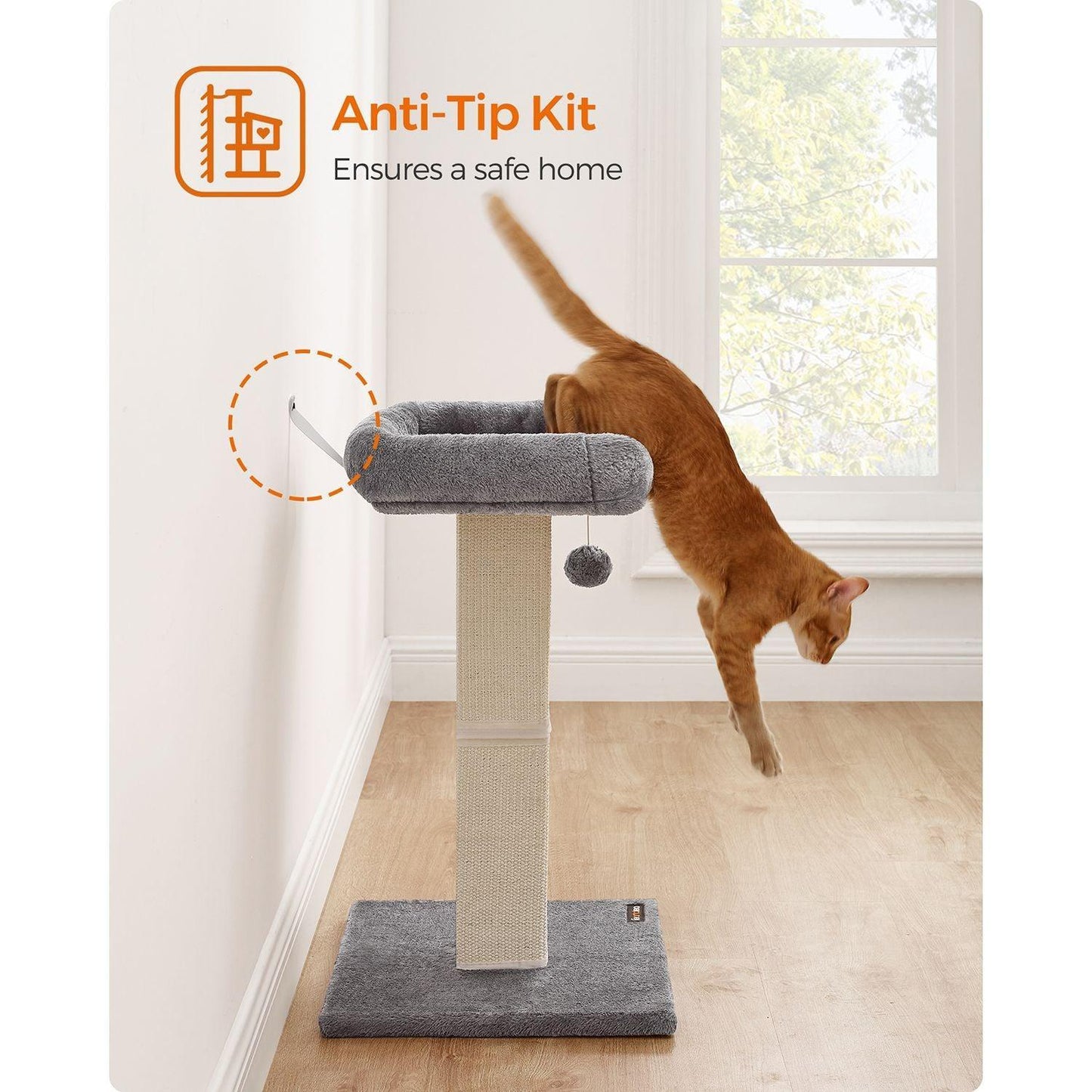 27.9-Inch Cat Scratching Post Light Gray FredCo