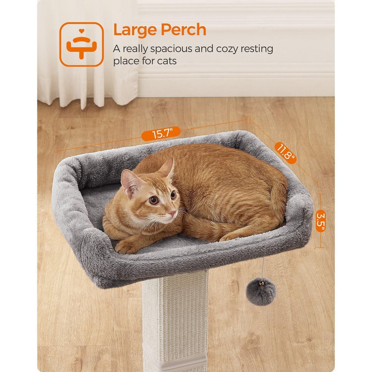 27.9-Inch Cat Scratching Post Light Gray FredCo