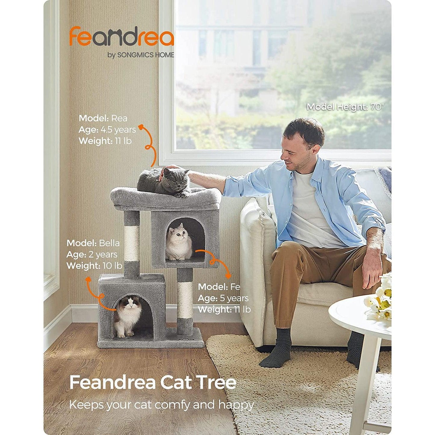 29.1-Inch Cat Tree Light Gray FredCo