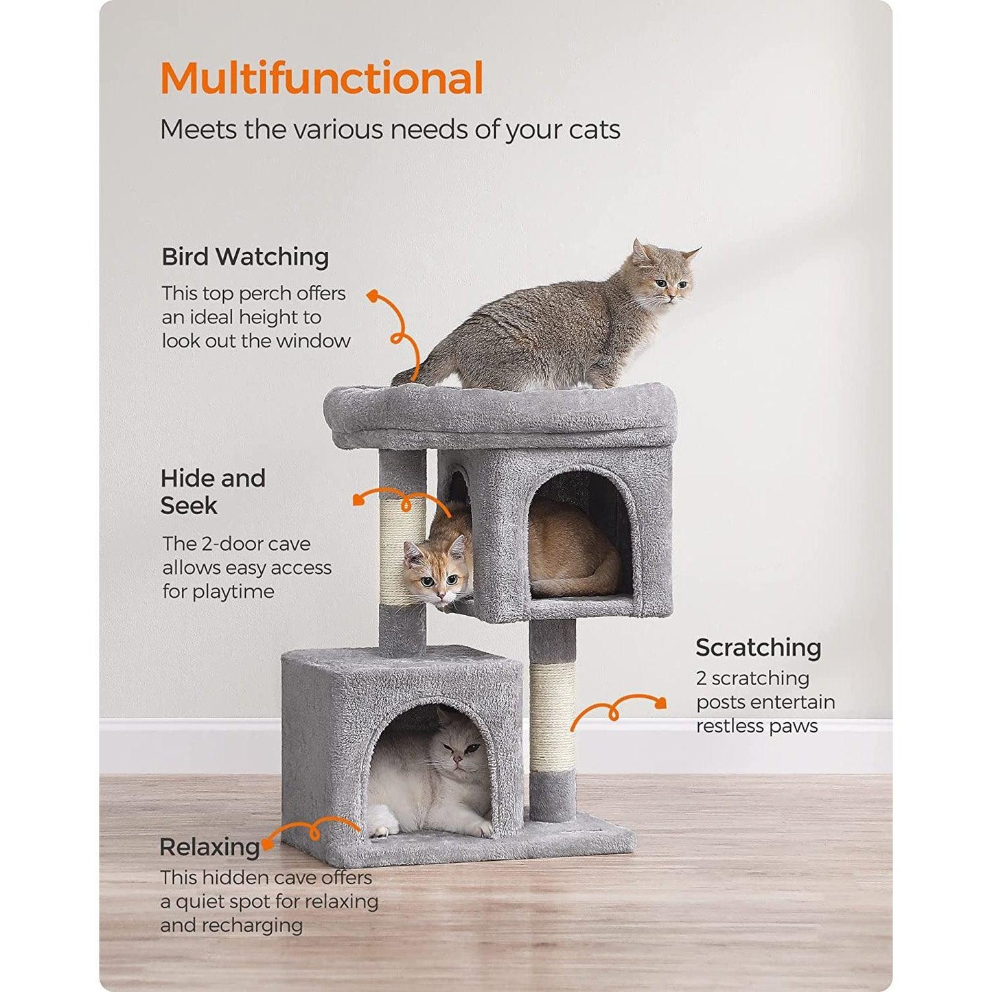 29.1-Inch Cat Tree Light Gray FredCo