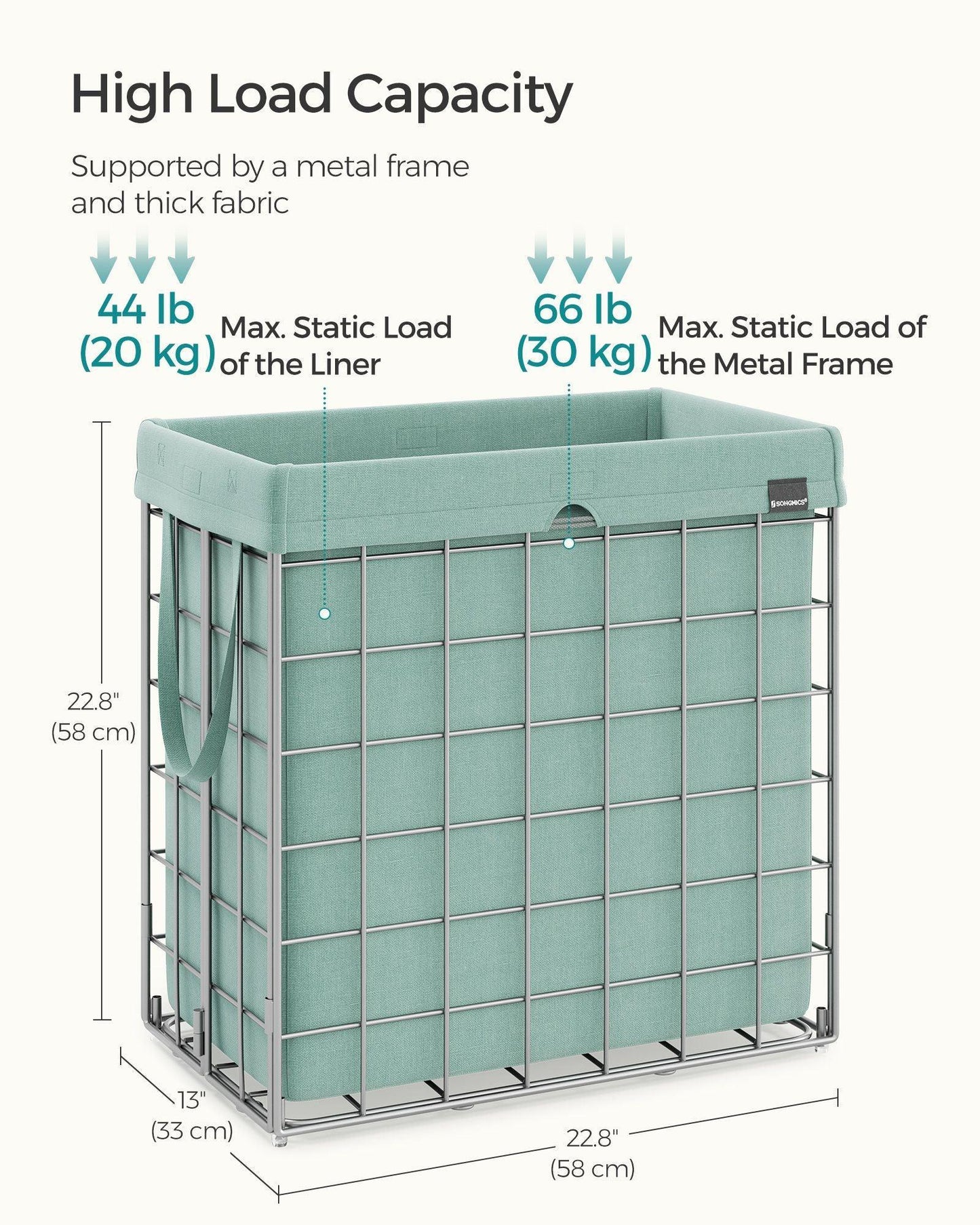 29 Gal (110L) Laundry Basket, Collapsible Clothes Hamper, Removable and Washable Liner FredCo