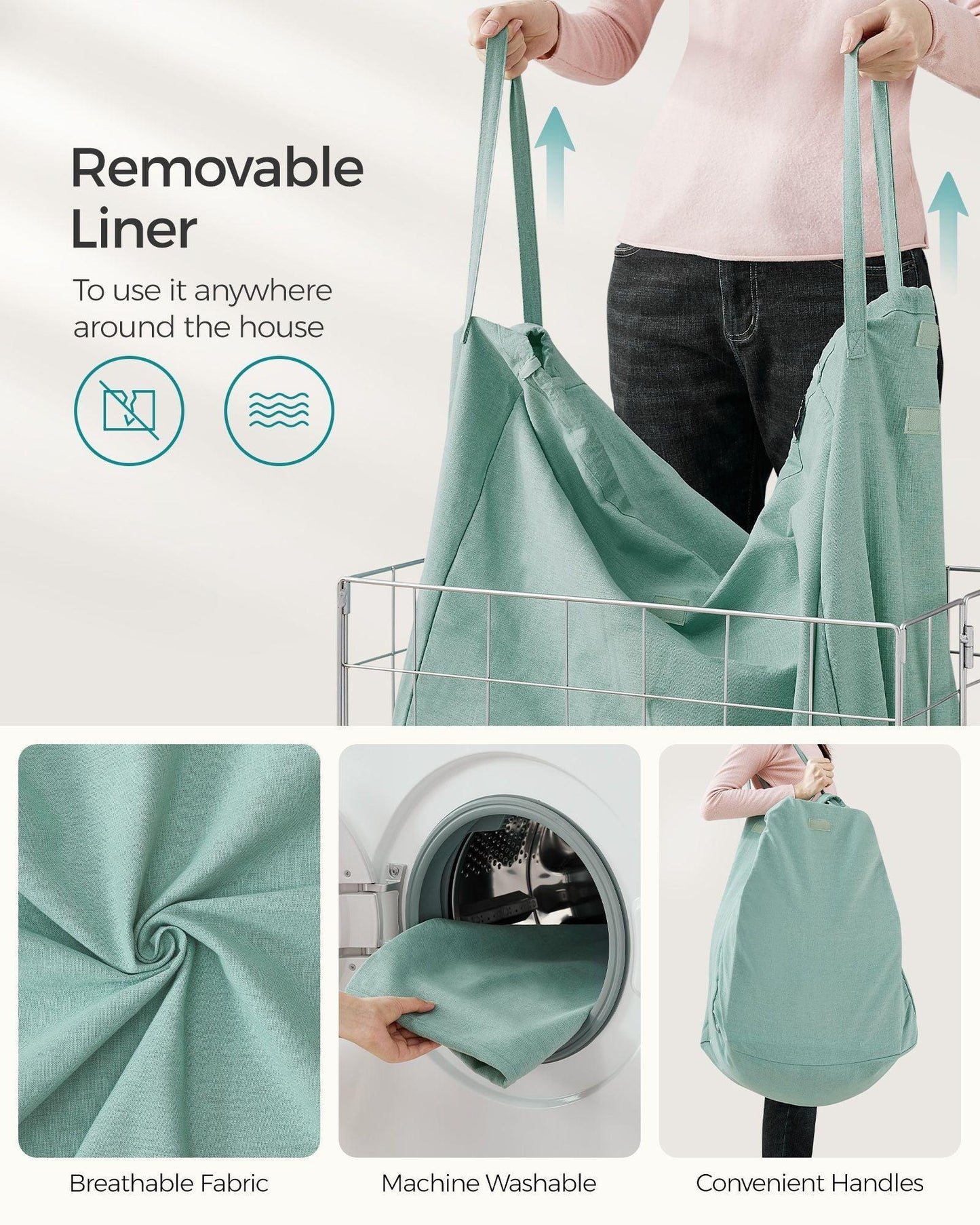 29 Gal (110L) Laundry Basket, Collapsible Clothes Hamper, Removable and Washable Liner FredCo