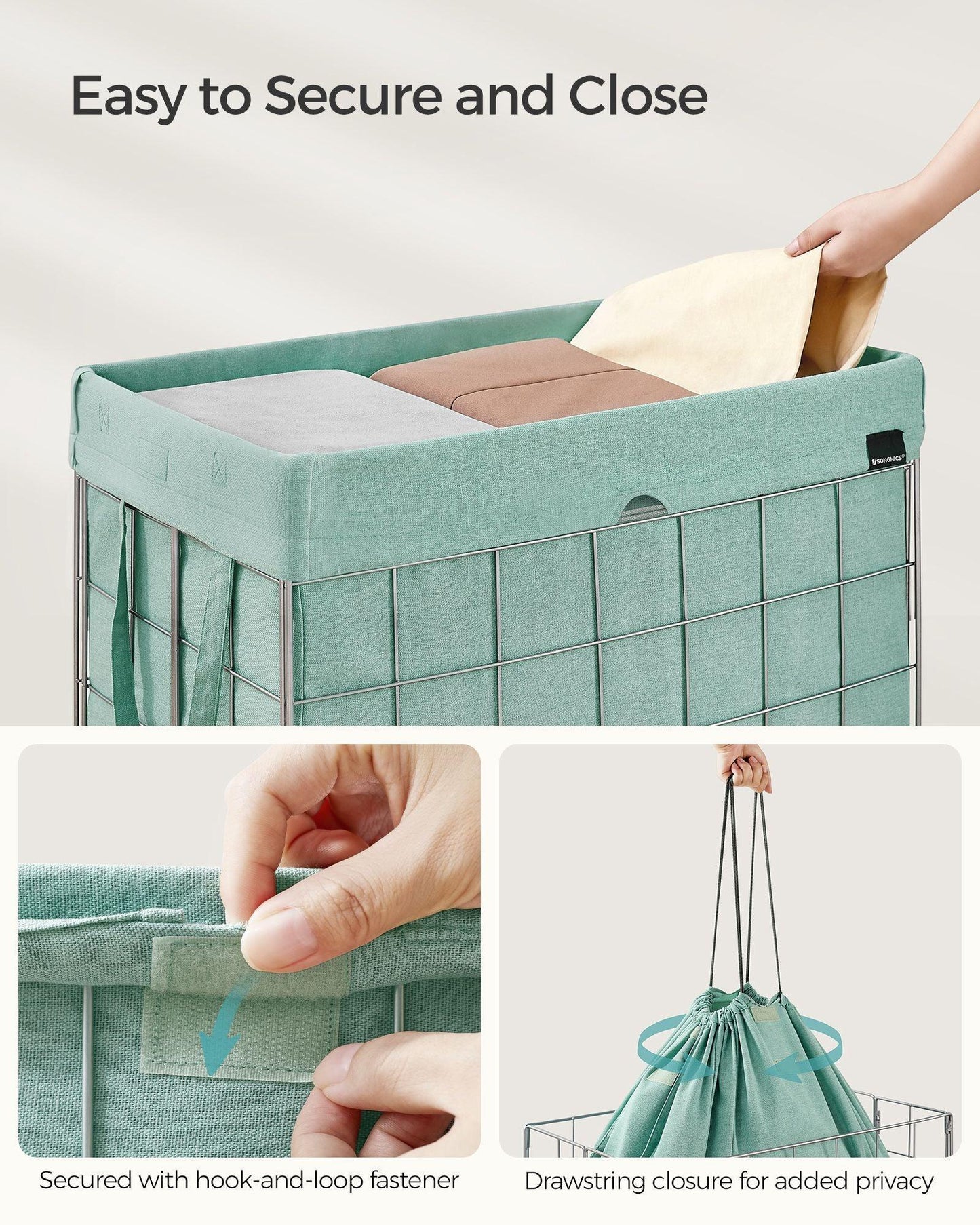 29 Gal (110L) Laundry Basket, Collapsible Clothes Hamper, Removable and Washable Liner FredCo