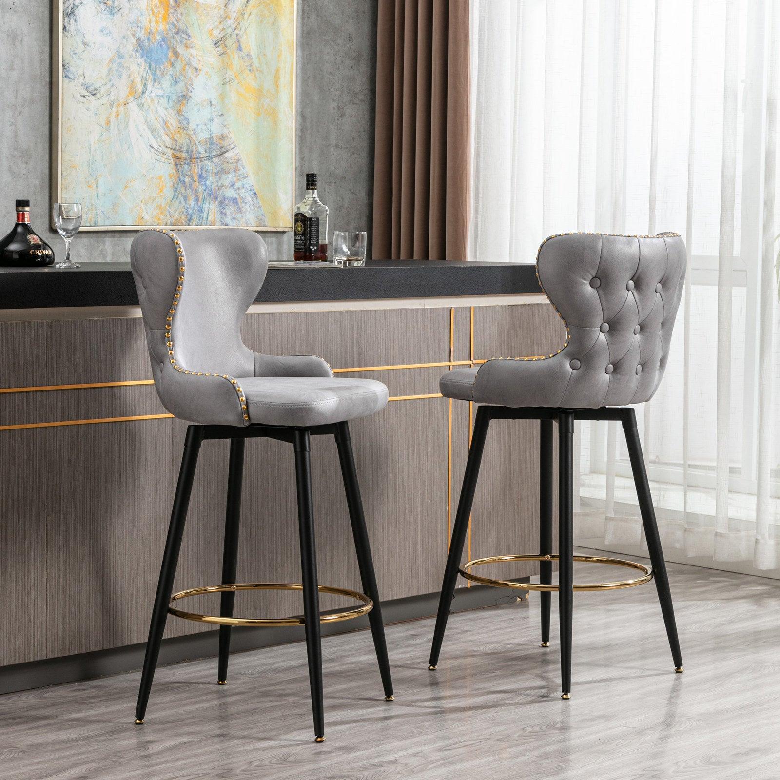 29" Modern Leathaire Fabric, Bar Stool Chair, Tufted,Set of 2 FredCo