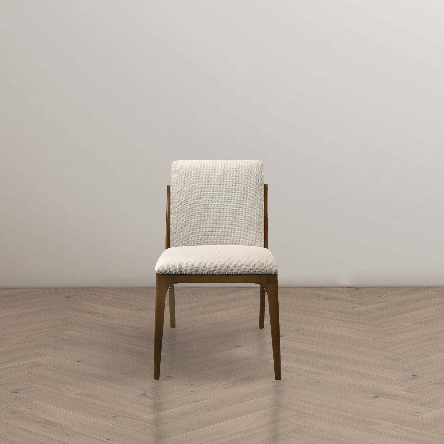 Grivelle Contemporary Cream Fabric Dining Chair Set with Solid Wood Base Set Of 2 FredCo