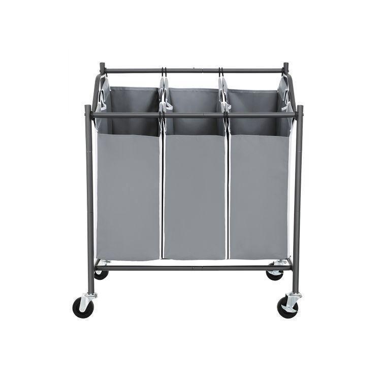 3 Bags Laundry Cart Grey FredCo