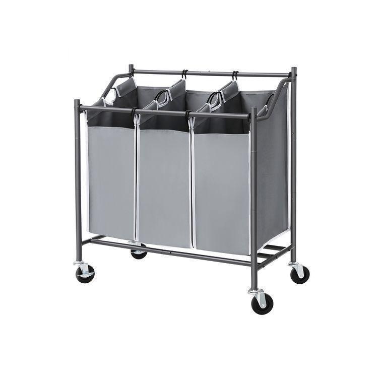3 Bags Laundry Cart Grey FredCo