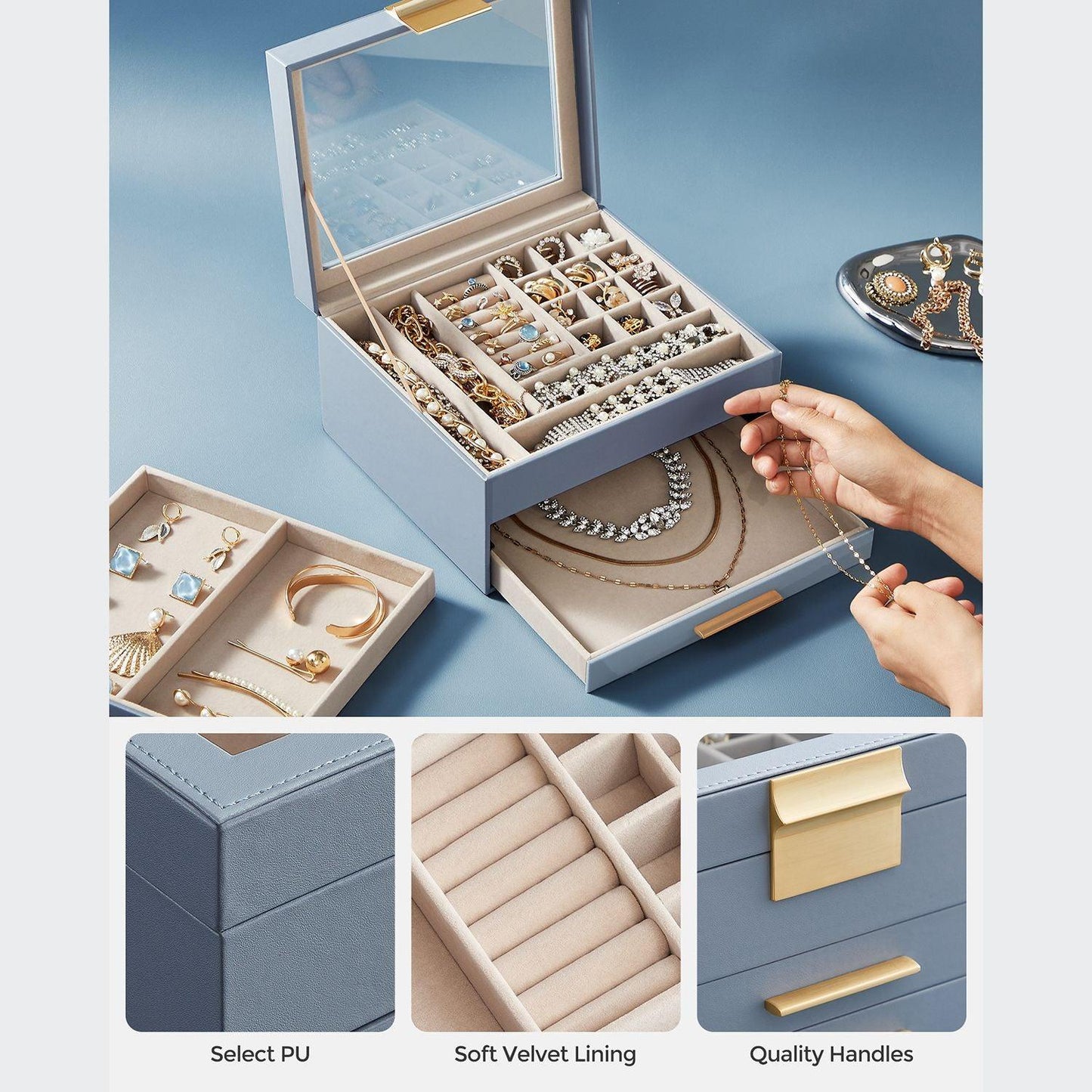 3-Layer Jewelry Box Smoky Gray FredCo