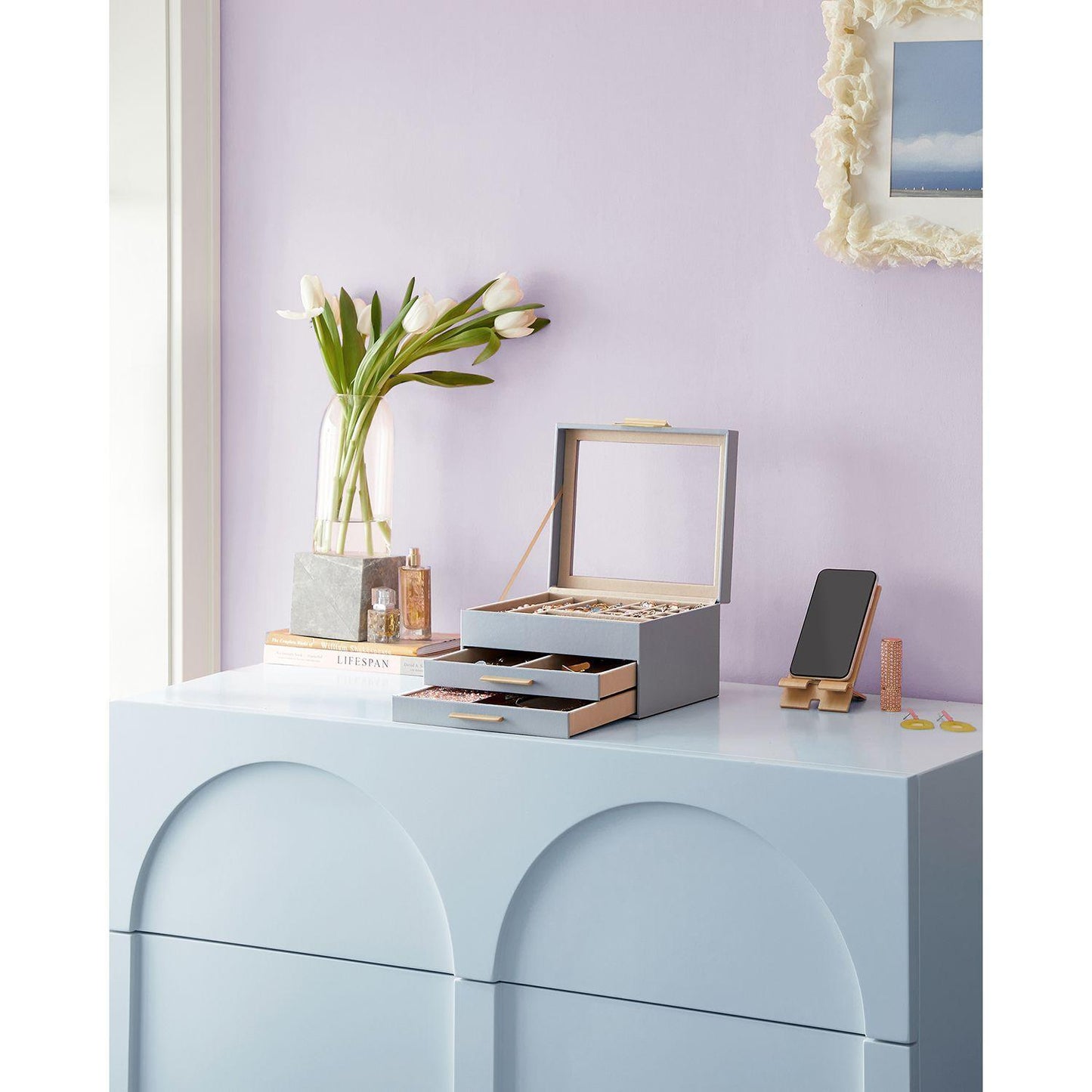 3-Layer Jewelry Box Smoky Gray FredCo