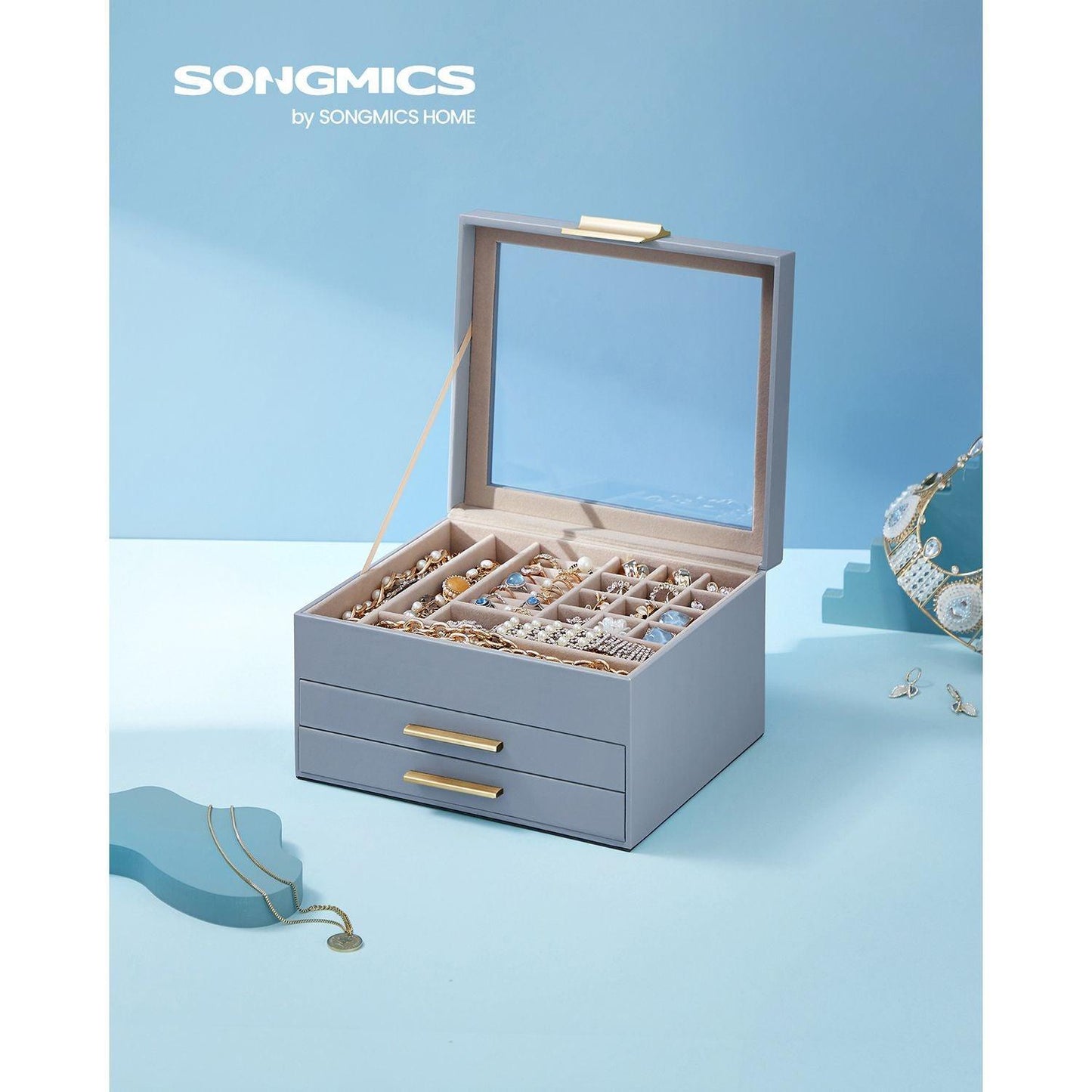 3-Layer Jewelry Box Smoky Gray FredCo