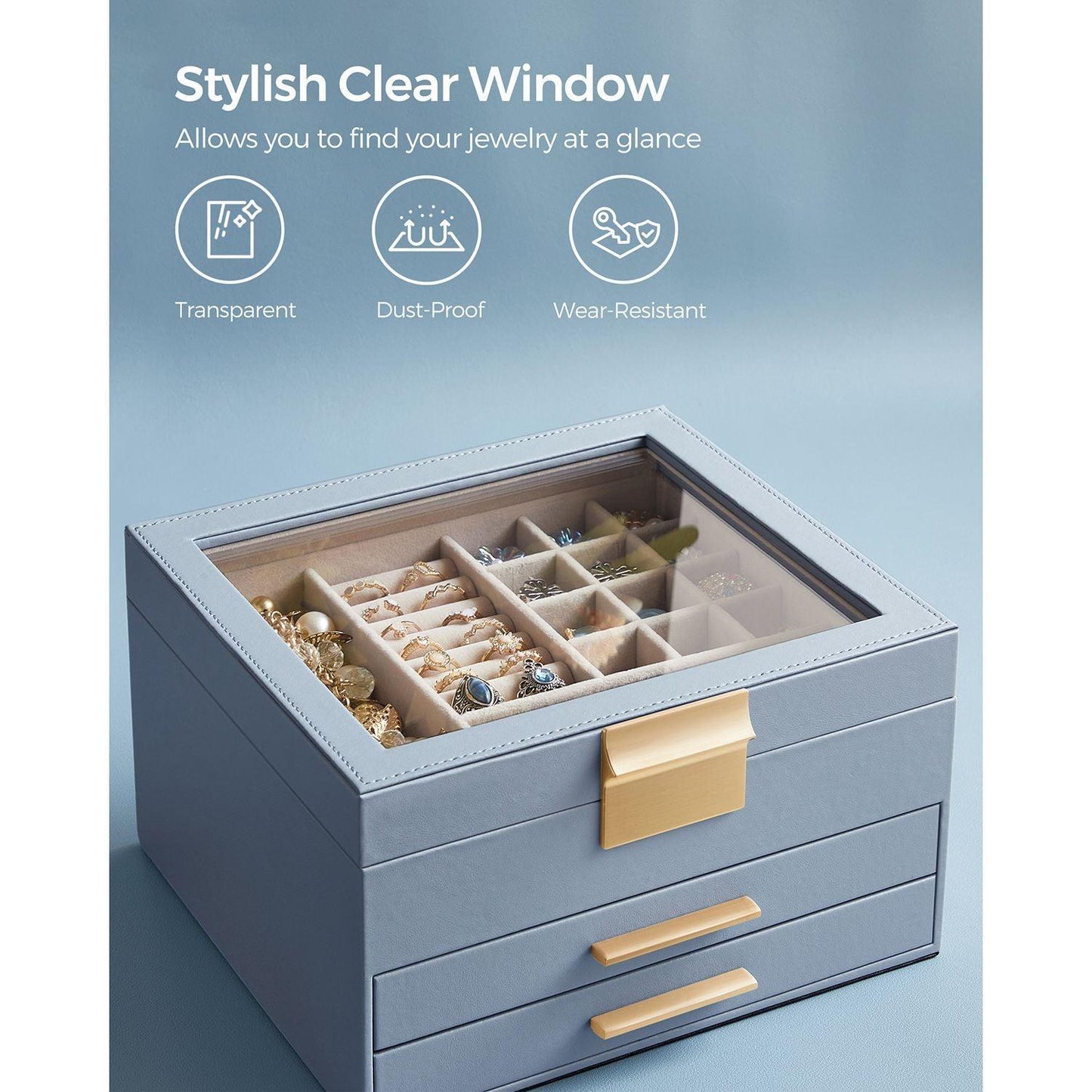 3-Layer Jewelry Box Smoky Gray FredCo