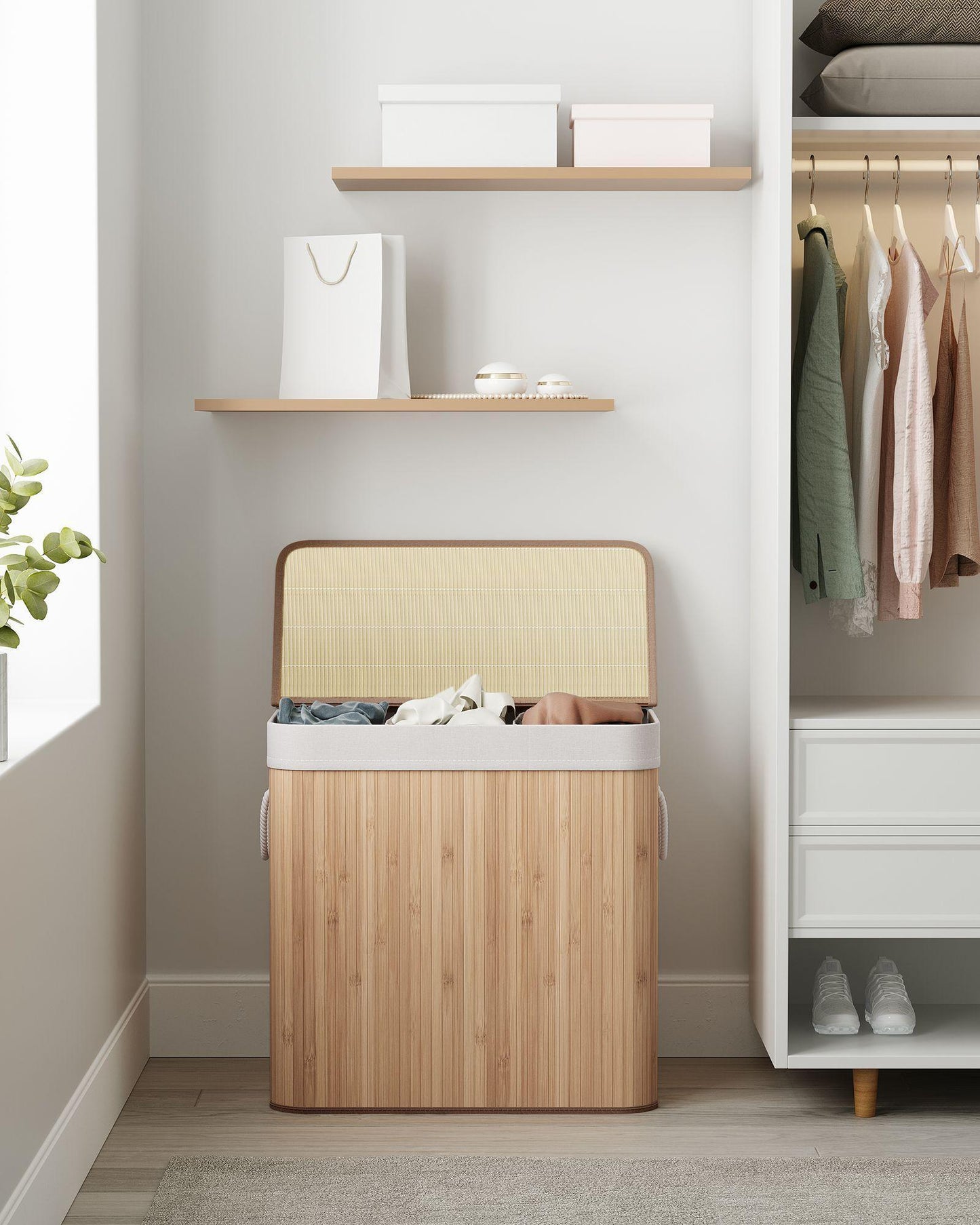 3-Section Laundry Hamper with Lid FredCo