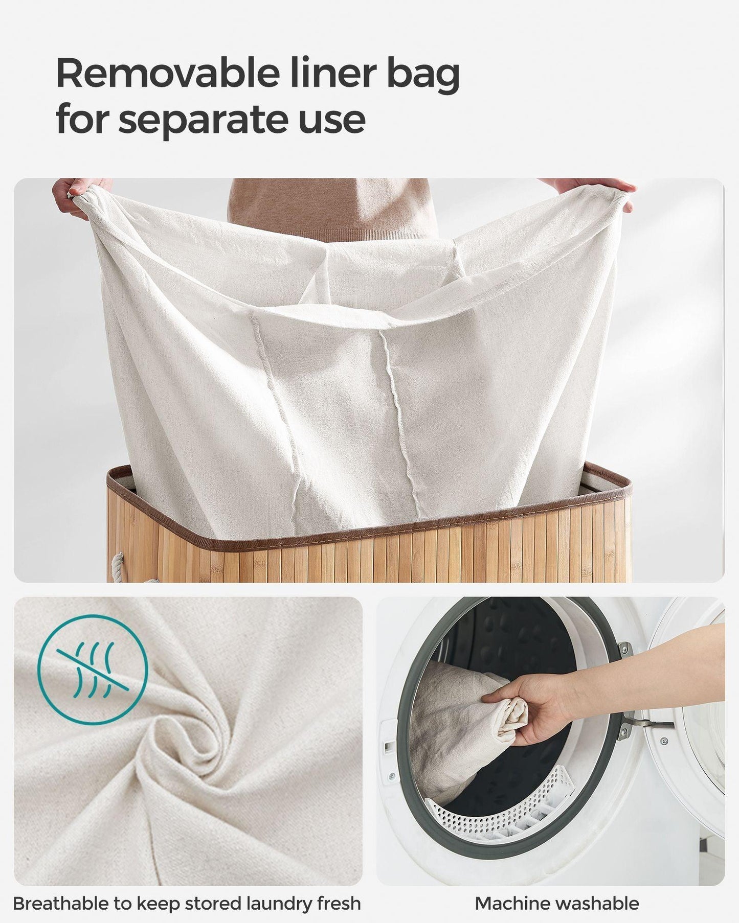 3-Section Laundry Hamper with Lid FredCo