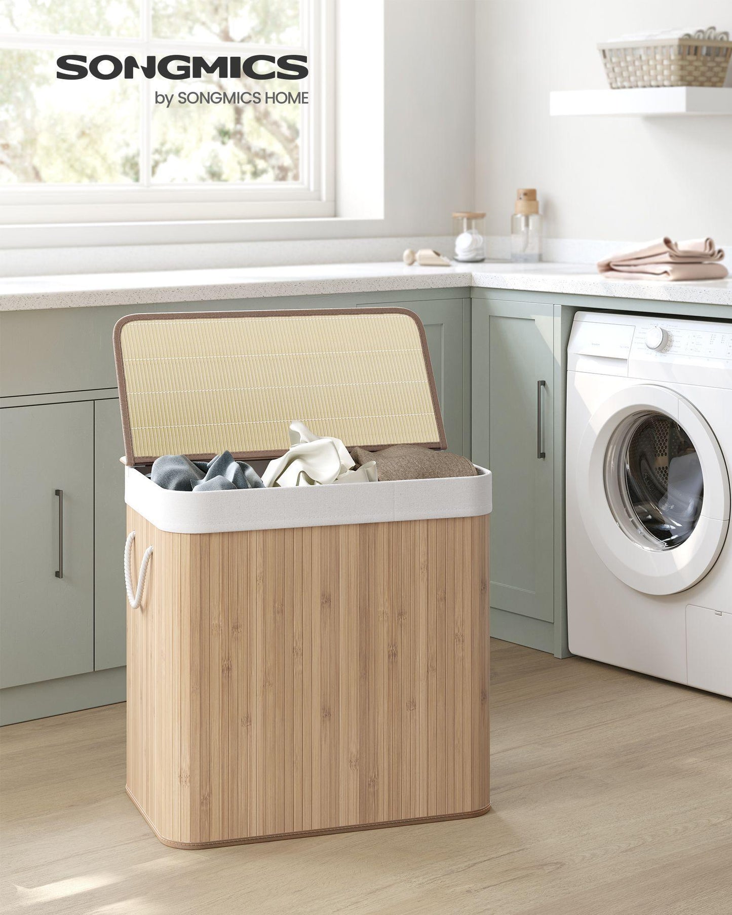 3-Section Laundry Hamper with Lid FredCo