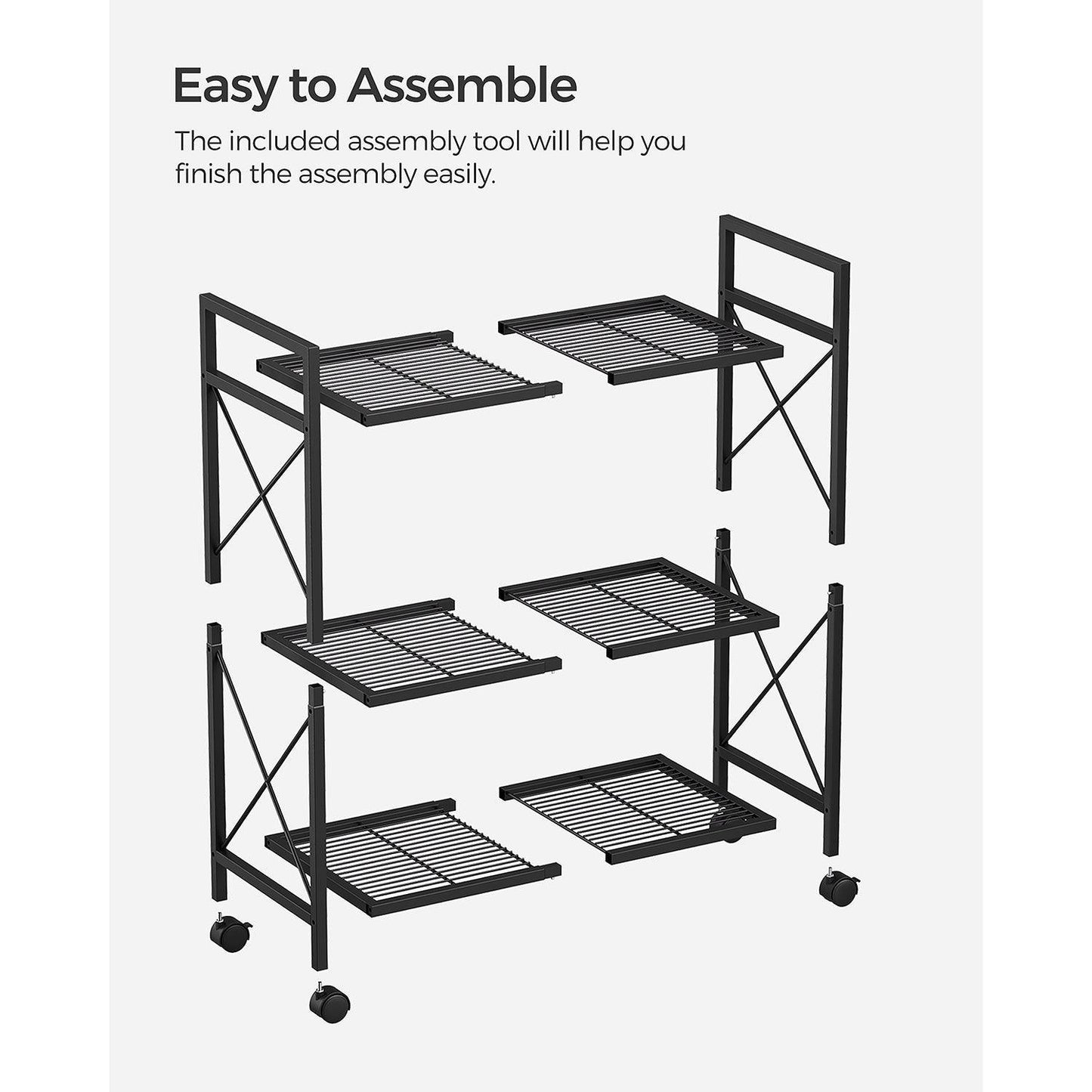 3-Tier Metal Storage Rack with Wheels FredCo