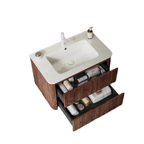 30" Bathroom Vanity with Sink, Wall-Mounted Floating Bathroom Storage Cabinet FredCo