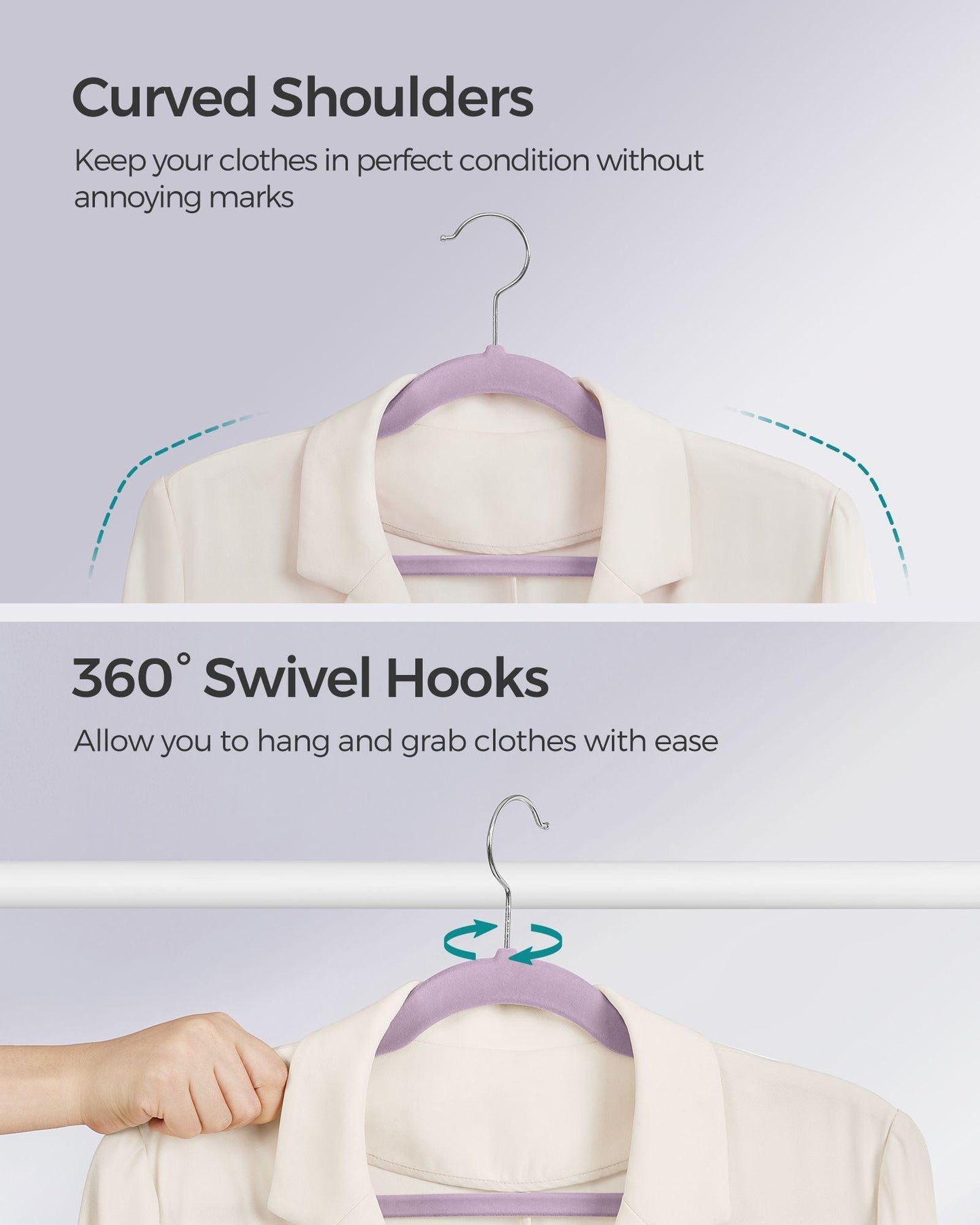 30-Pack Velvet Clothes Hangers Light Purple FredCo