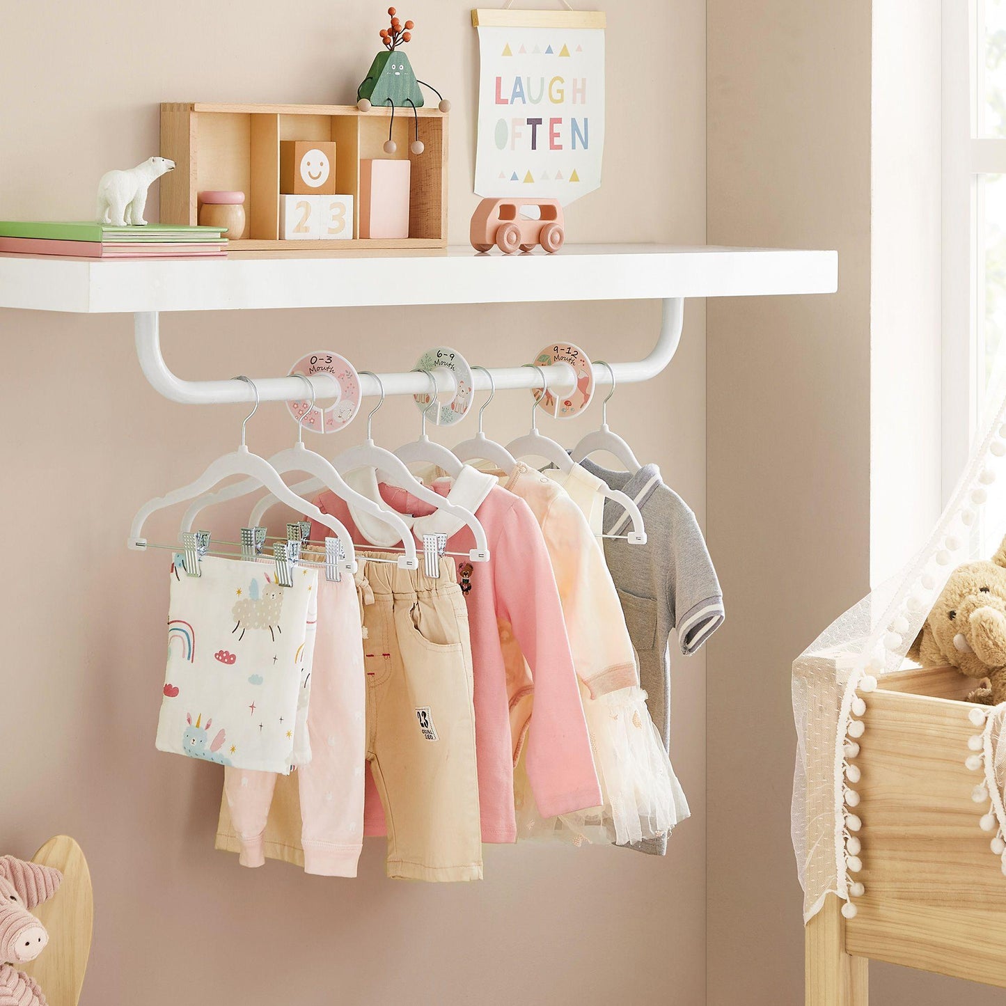 30 Packs Baby Hangers with Clips FredCo