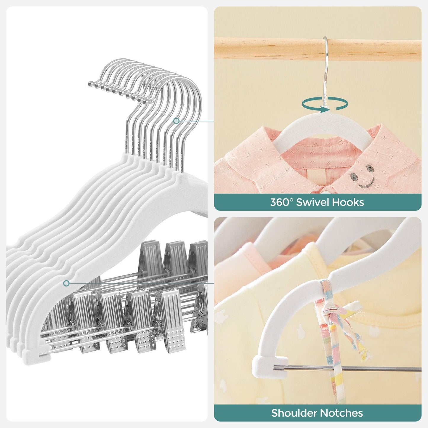 30 Packs Baby Hangers with Clips FredCo