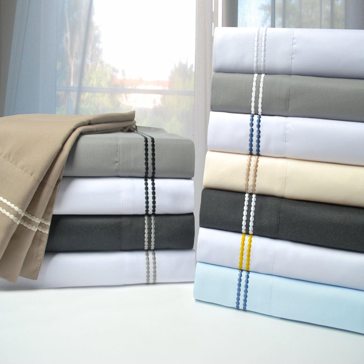 3000 Series Wrinkle Resistant 2 Line Embroidered Pillowcase Set FredCo