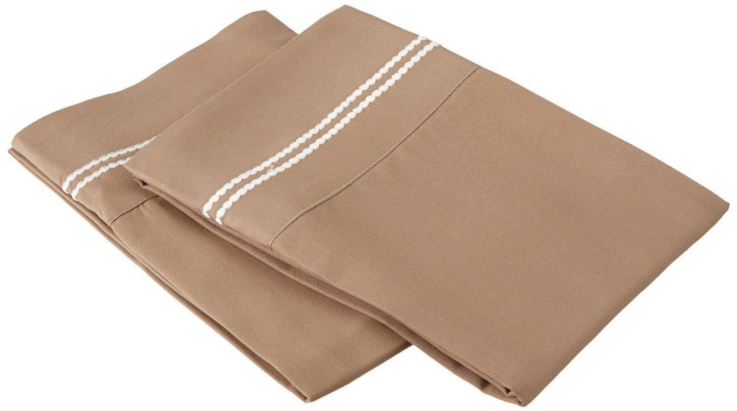 3000 Series Wrinkle Resistant 2 Line Embroidered Pillowcase Set FredCo