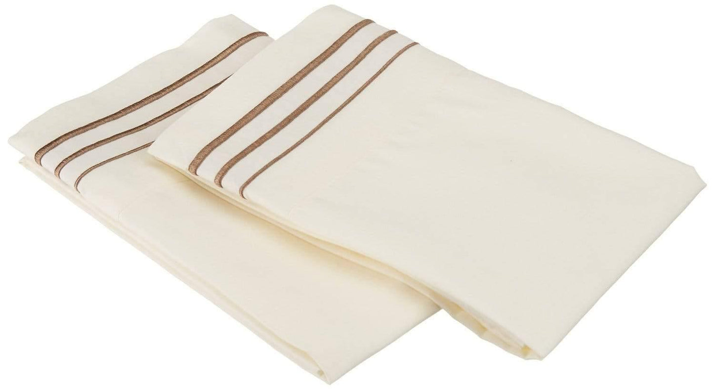 3000 Series Wrinkle Resistant 3 Line Embroidery Pillowcase Set FredCo