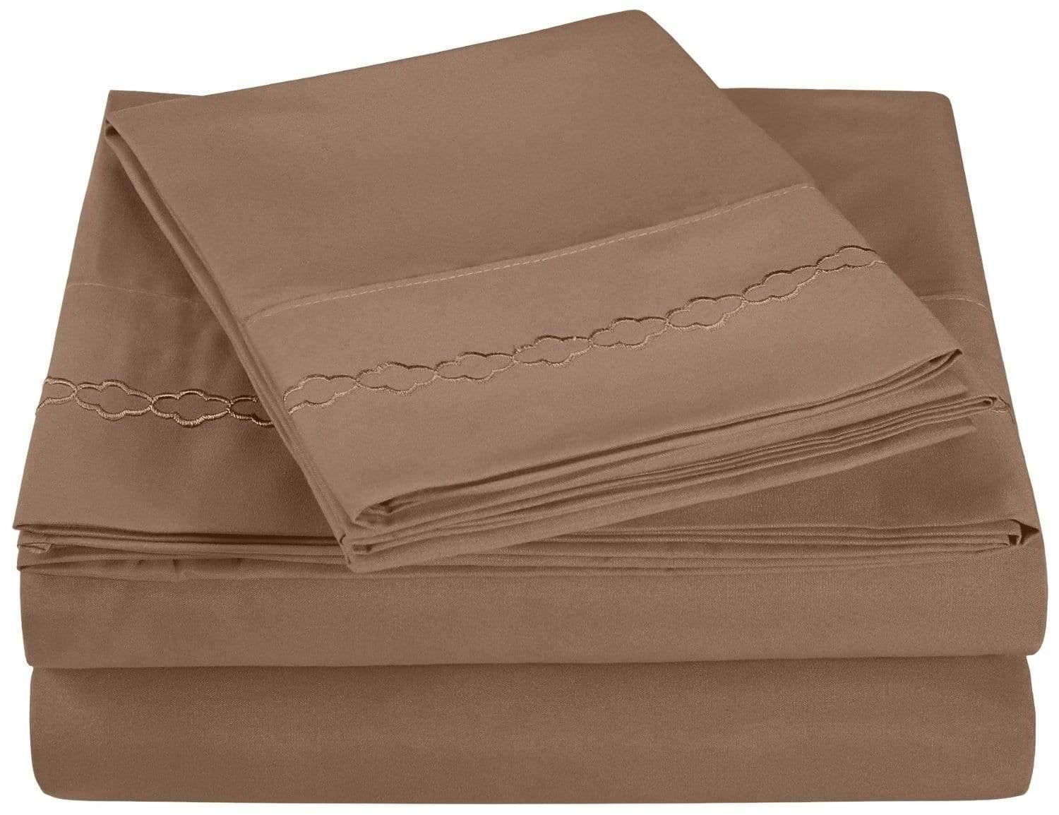 3000 Series Wrinkle Resistant Cloud Embroidered Sheet Set with White FredCo