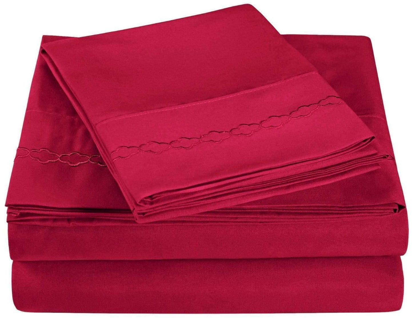 3000 Series Wrinkle Resistant Cloud Embroidered Sheet Set with White FredCo