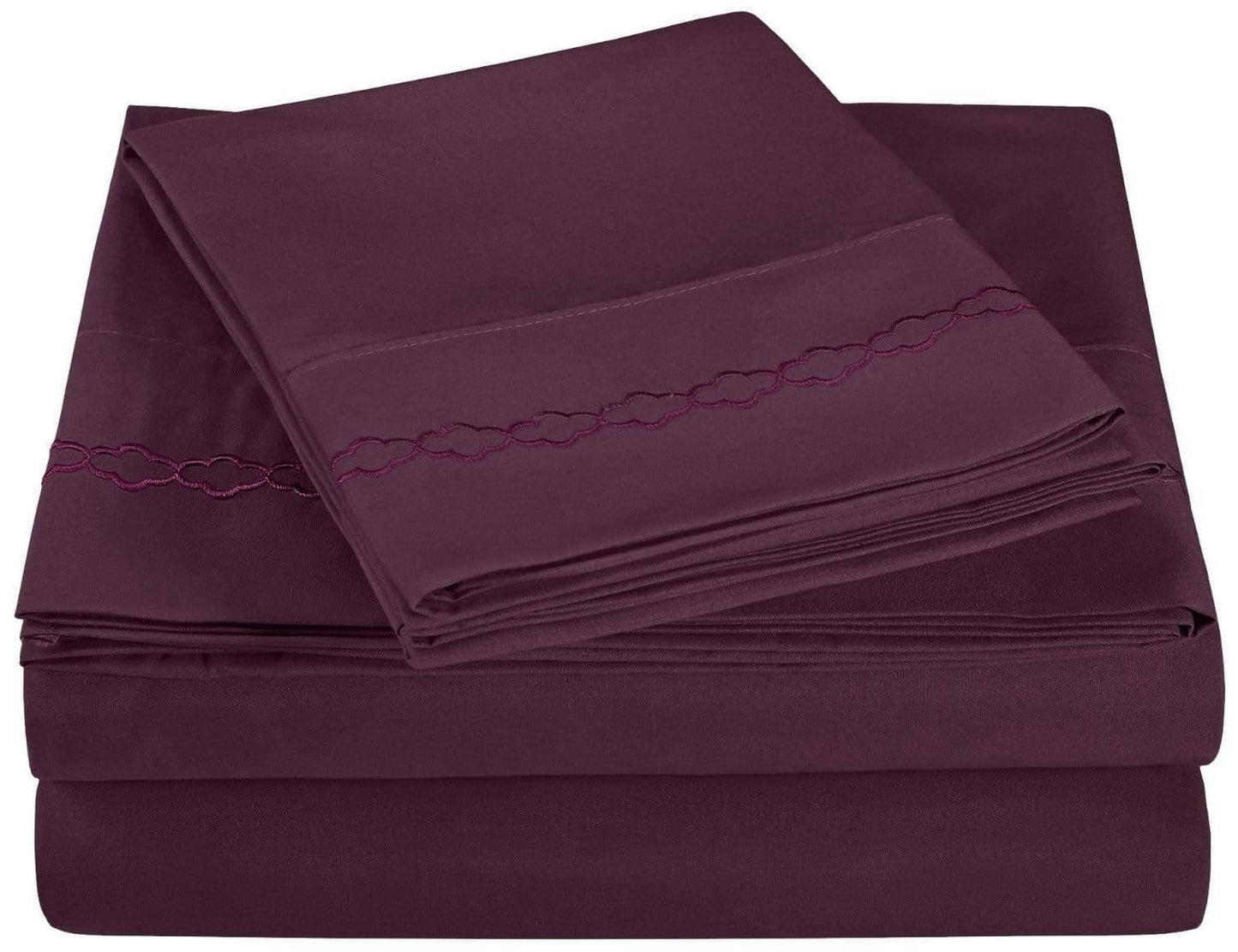 3000 Series Wrinkle Resistant Cloud Embroidered Sheet Set with White FredCo