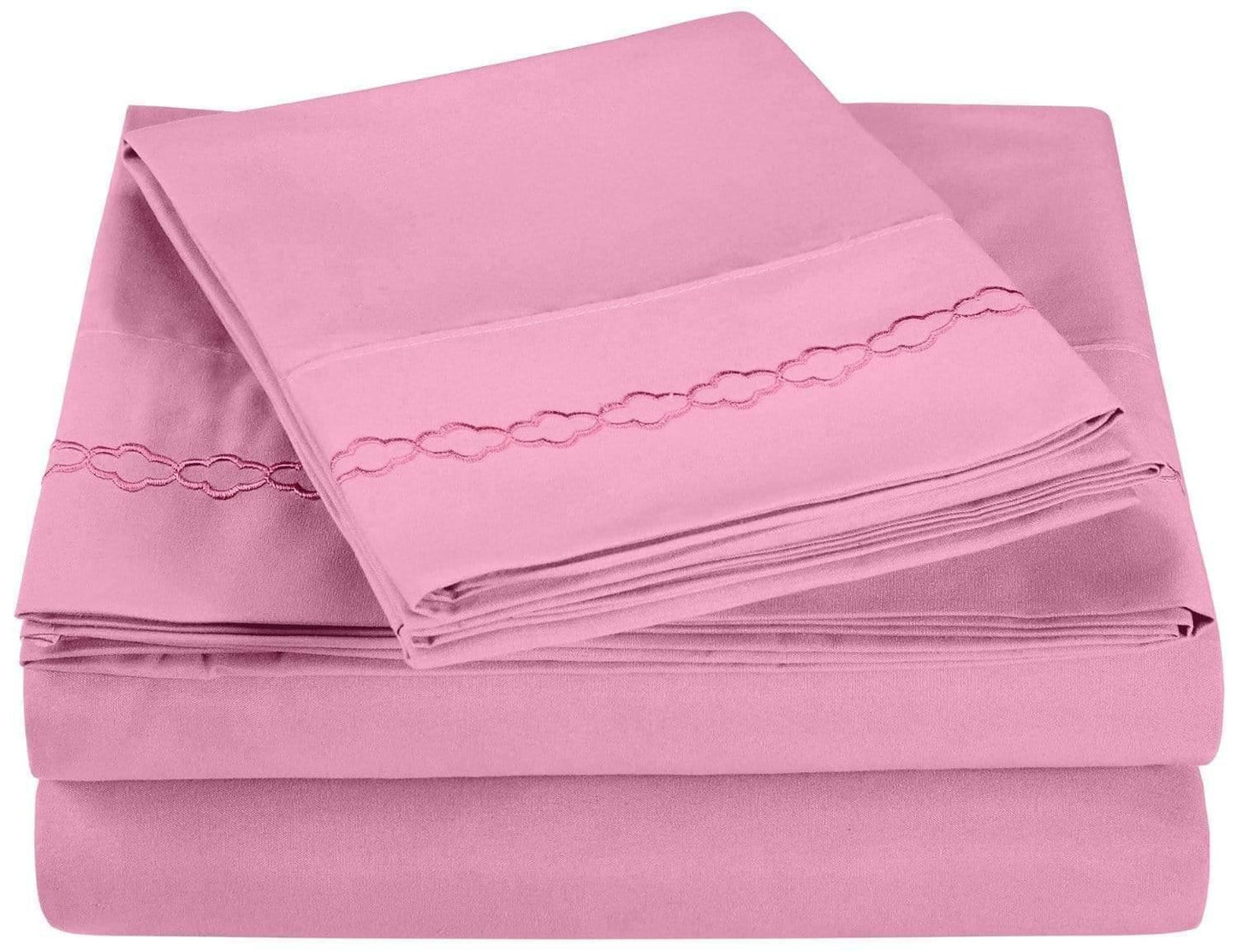 3000 Series Wrinkle Resistant Cloud Embroidered Sheet Set with White FredCo
