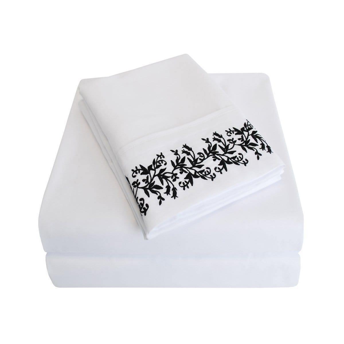 3000 Series Wrinkle Resistant Floral Embroidered Sheet Set FredCo