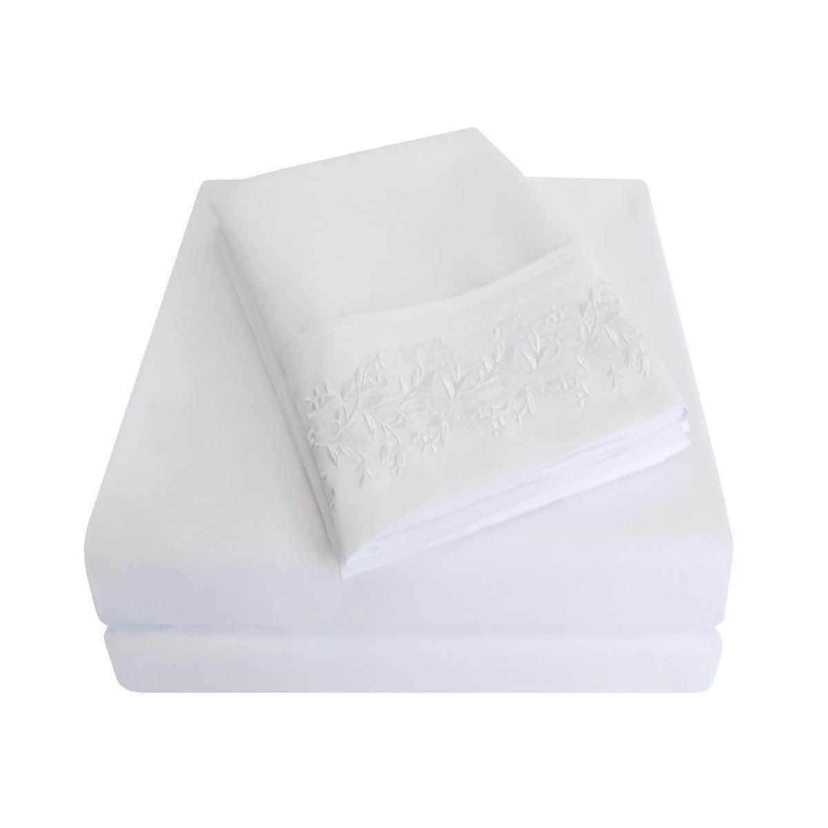 3000 Series Wrinkle Resistant Floral Embroidered Sheet Set FredCo