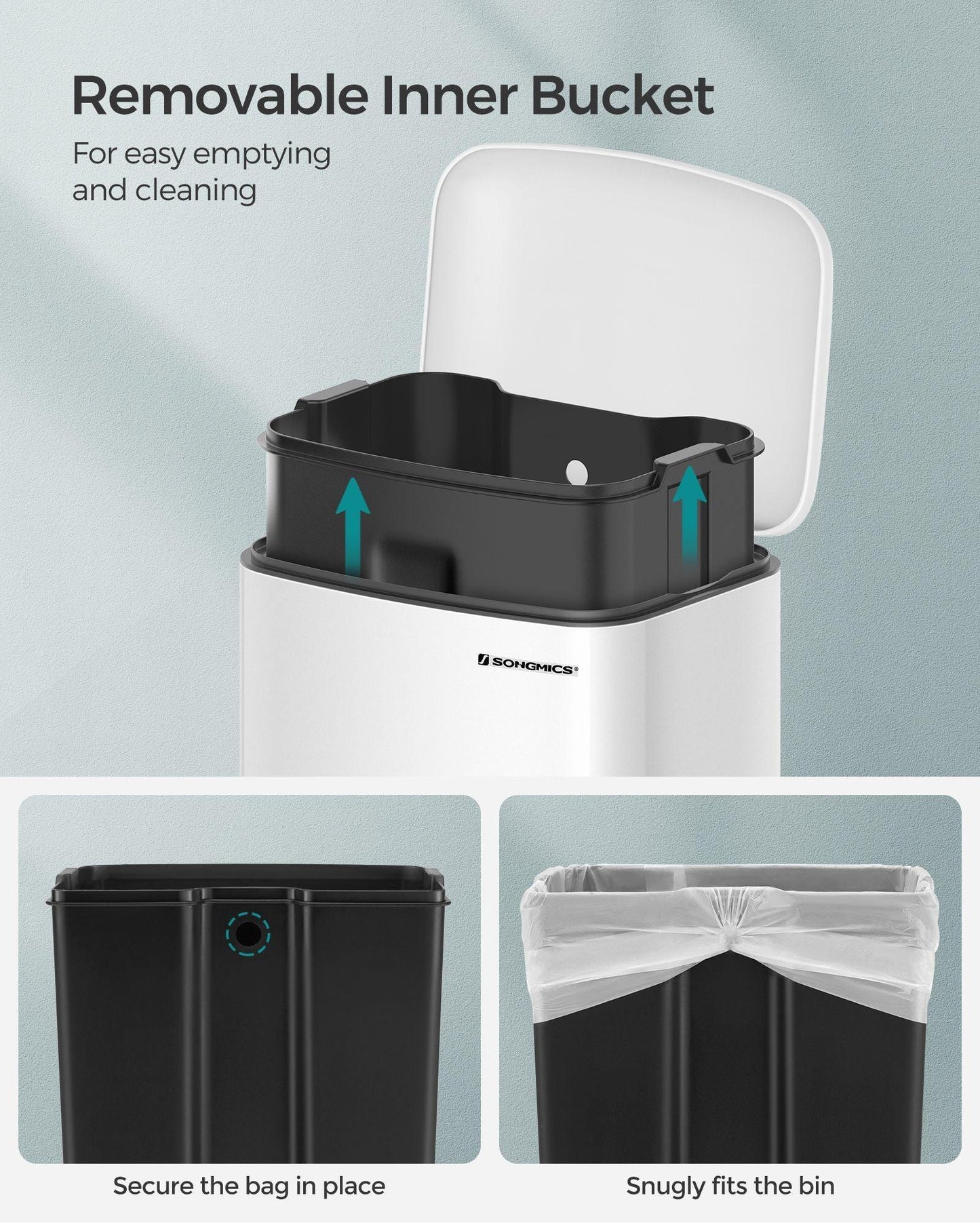30L Trash Bin White FredCo