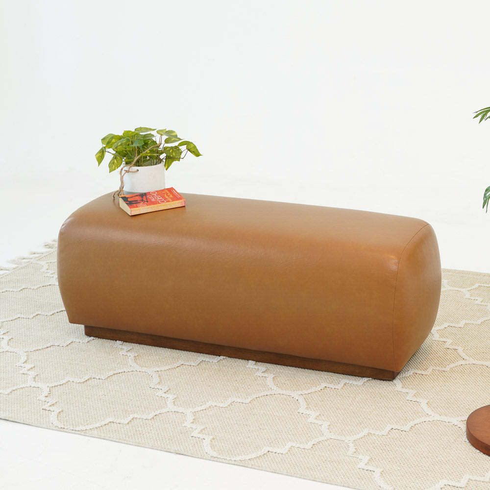 Kelvin Vegan Tan Leather Bench FredCo