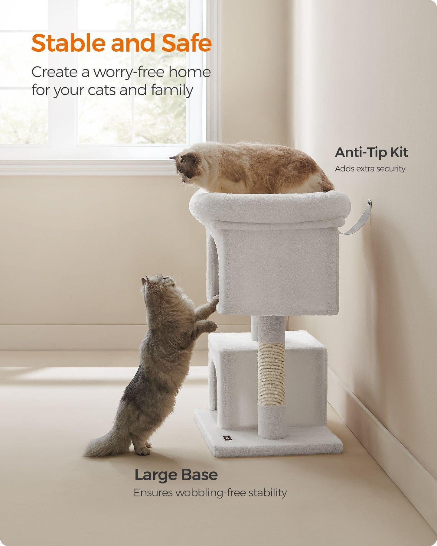 33.1" Tall Cat Tree with Scratching Posts Cream White FredCo