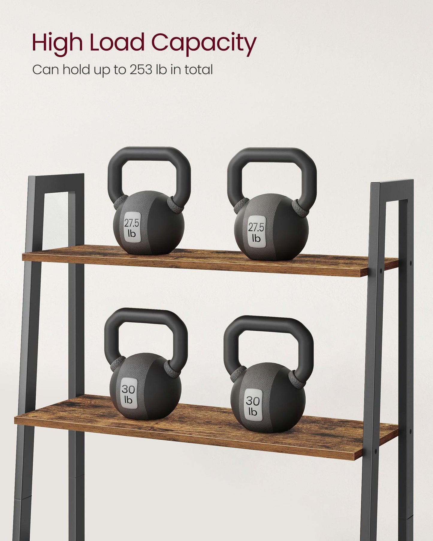 4-Tier Bookshelf Rustic Brown and Black FredCo