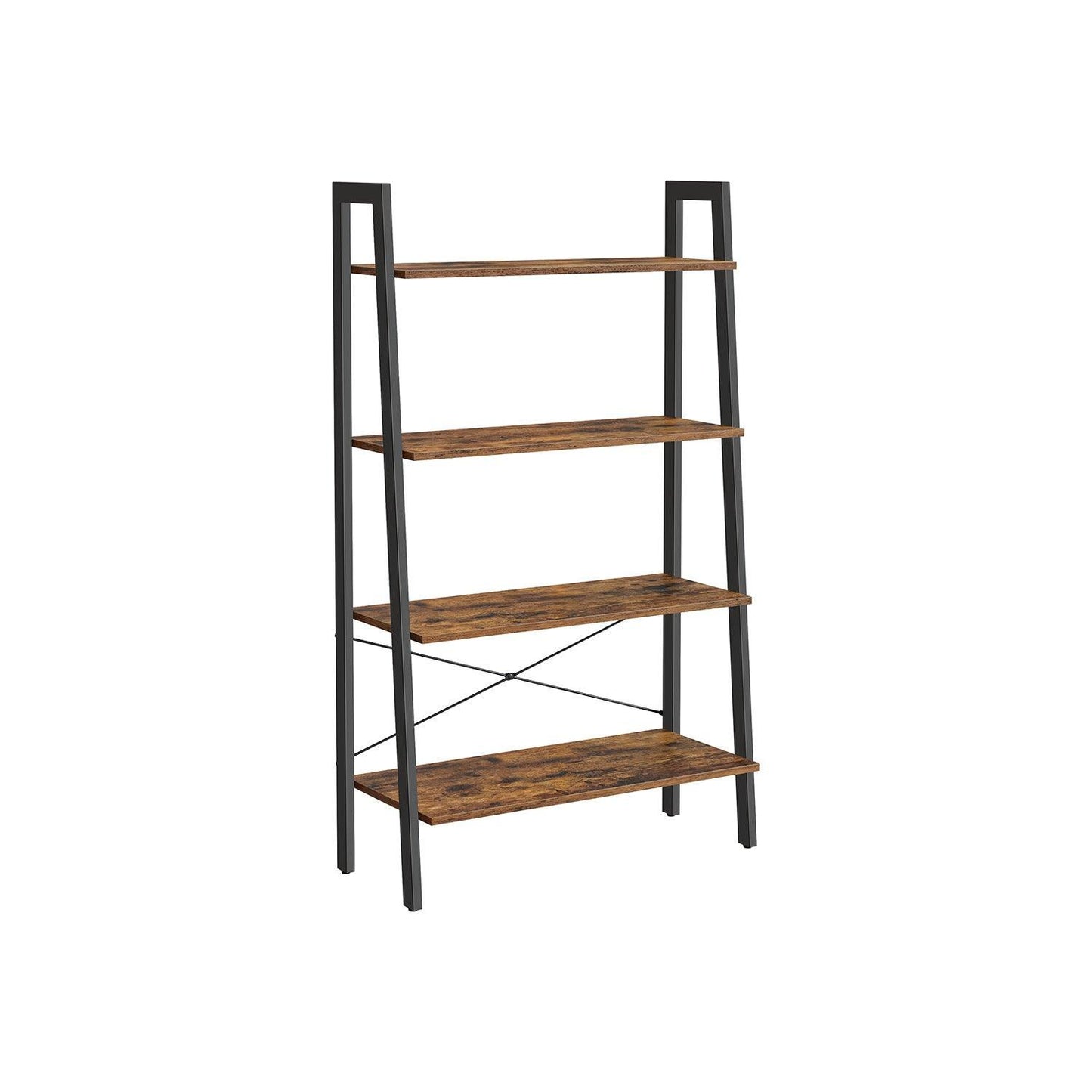 4-Tier Bookshelf Rustic Brown and Black FredCo