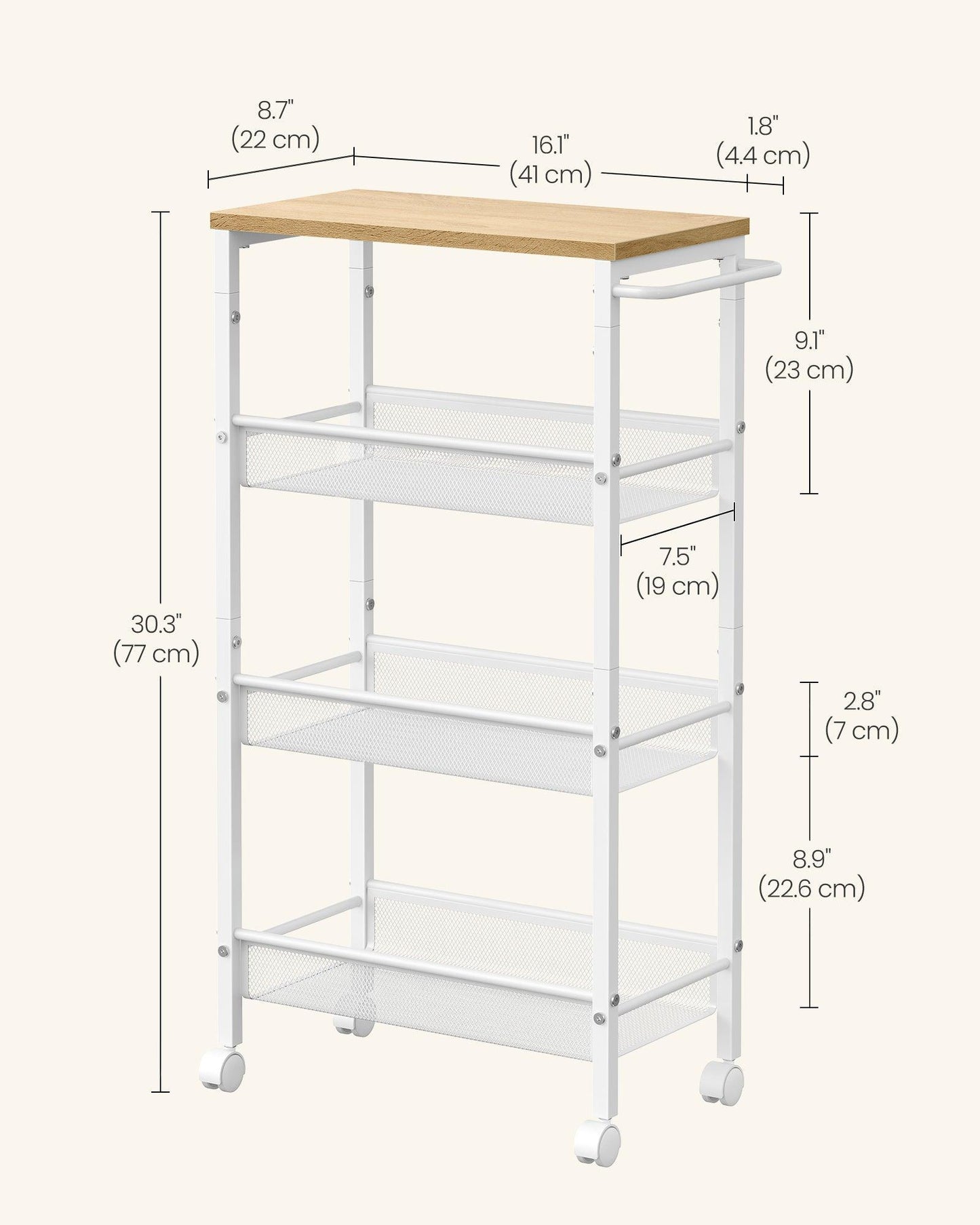 4-Tier Storage Cart 8.7'' Deep FredCo
