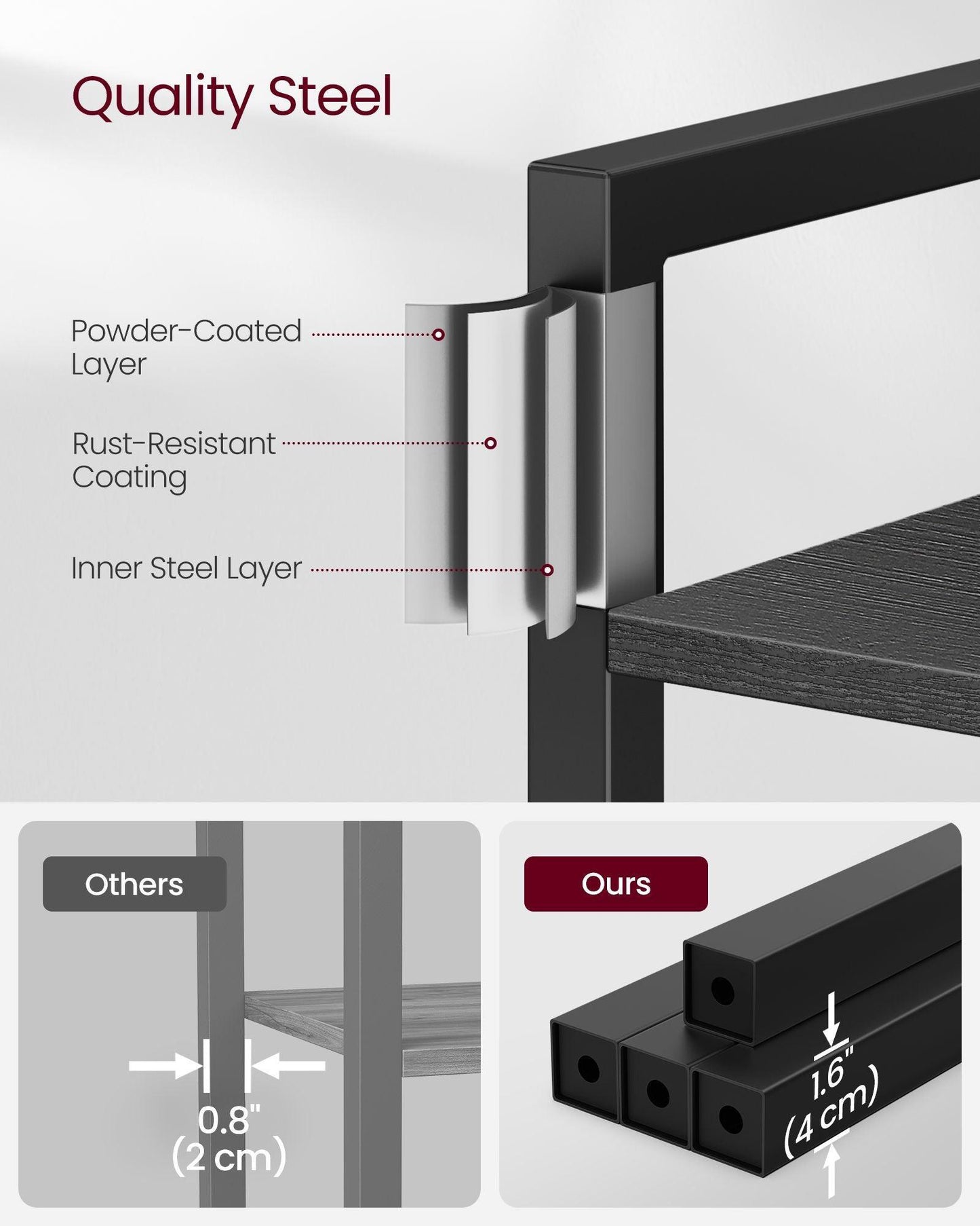 4-Tier Tall Bookshelf Ebony Black and Ink Black FredCo