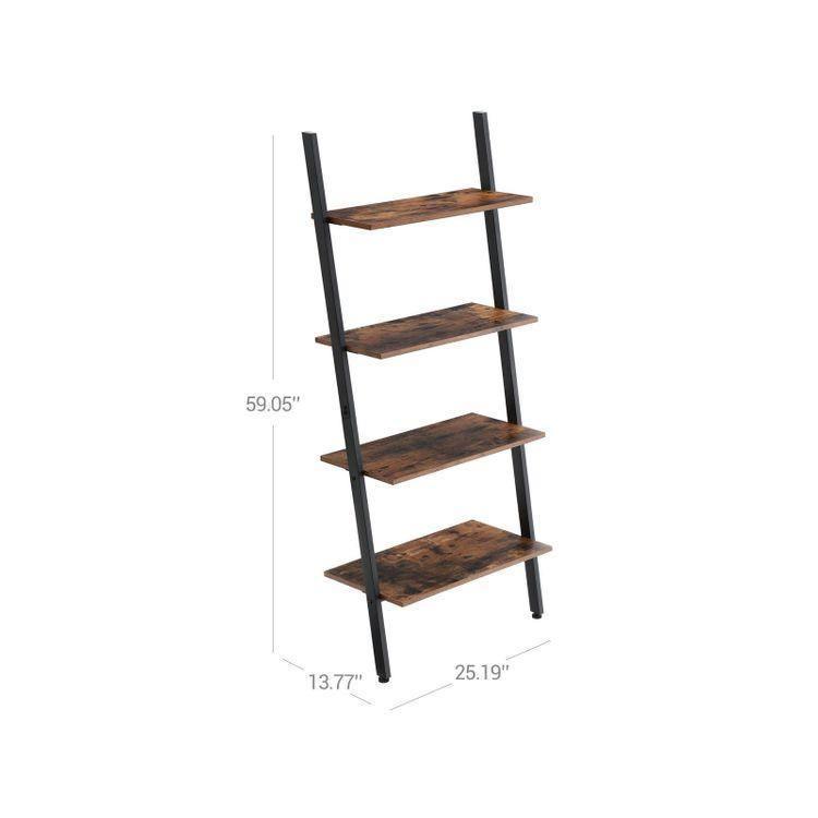 4 Tiers Wall Shelf Rustic Brown FredCo