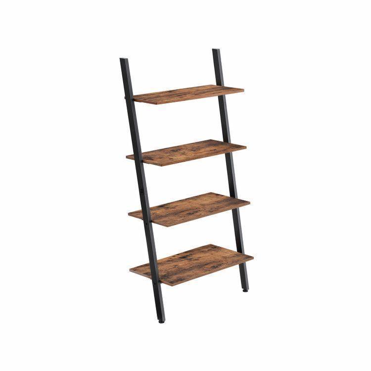 4 Tiers Wall Shelf Rustic Brown FredCo