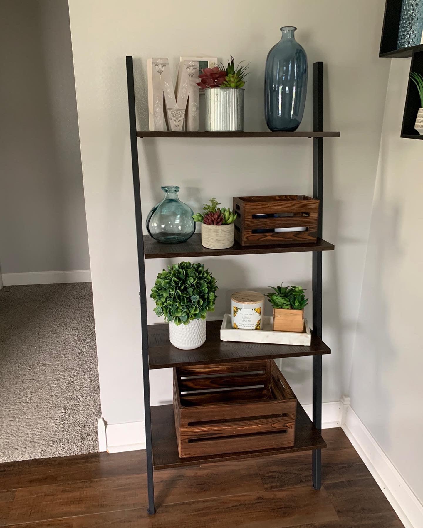 4 Tiers Wall Shelf Rustic Brown FredCo