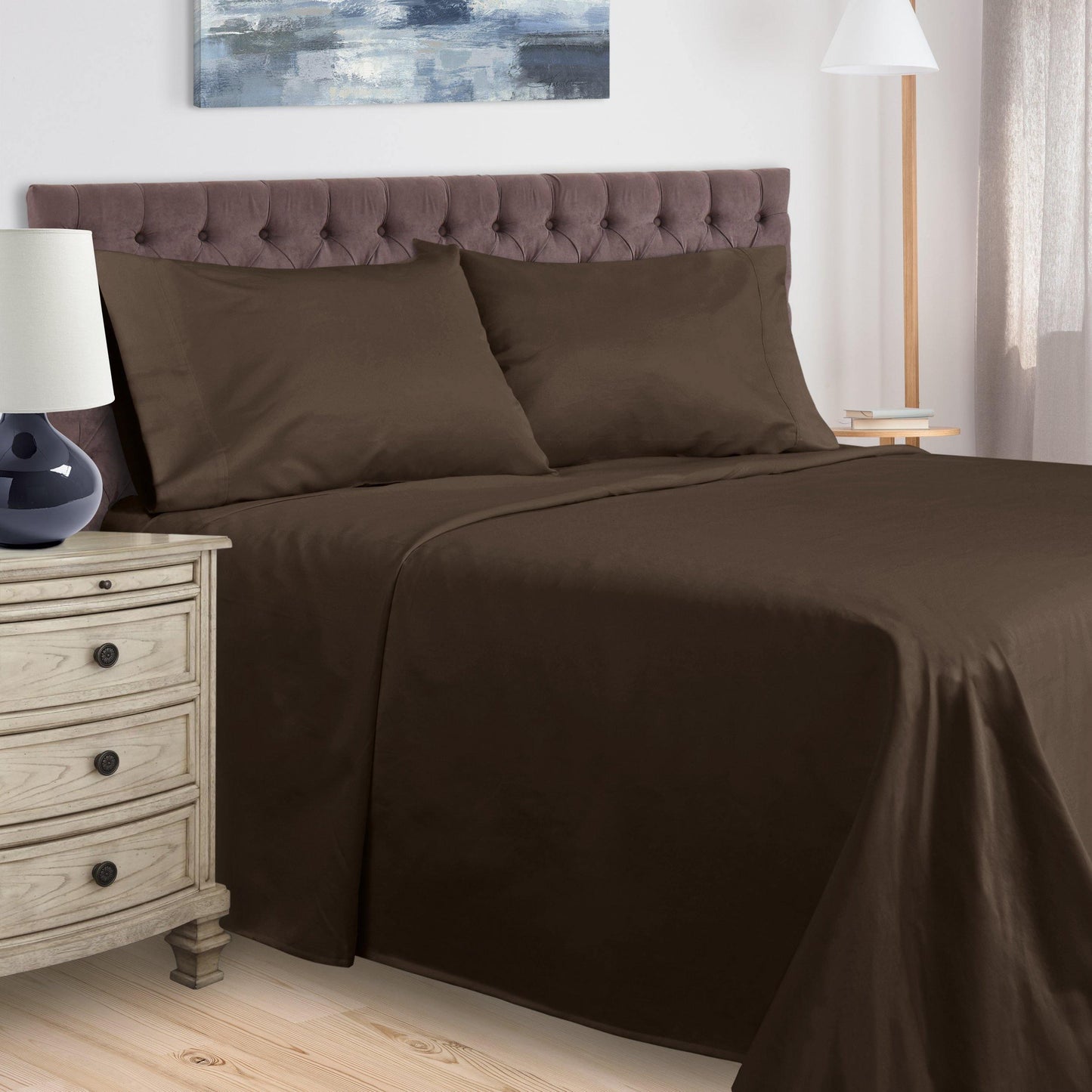 400-Thread Count 100% Egyptian Cotton Soft Deep Pocket Sheet Set FredCo