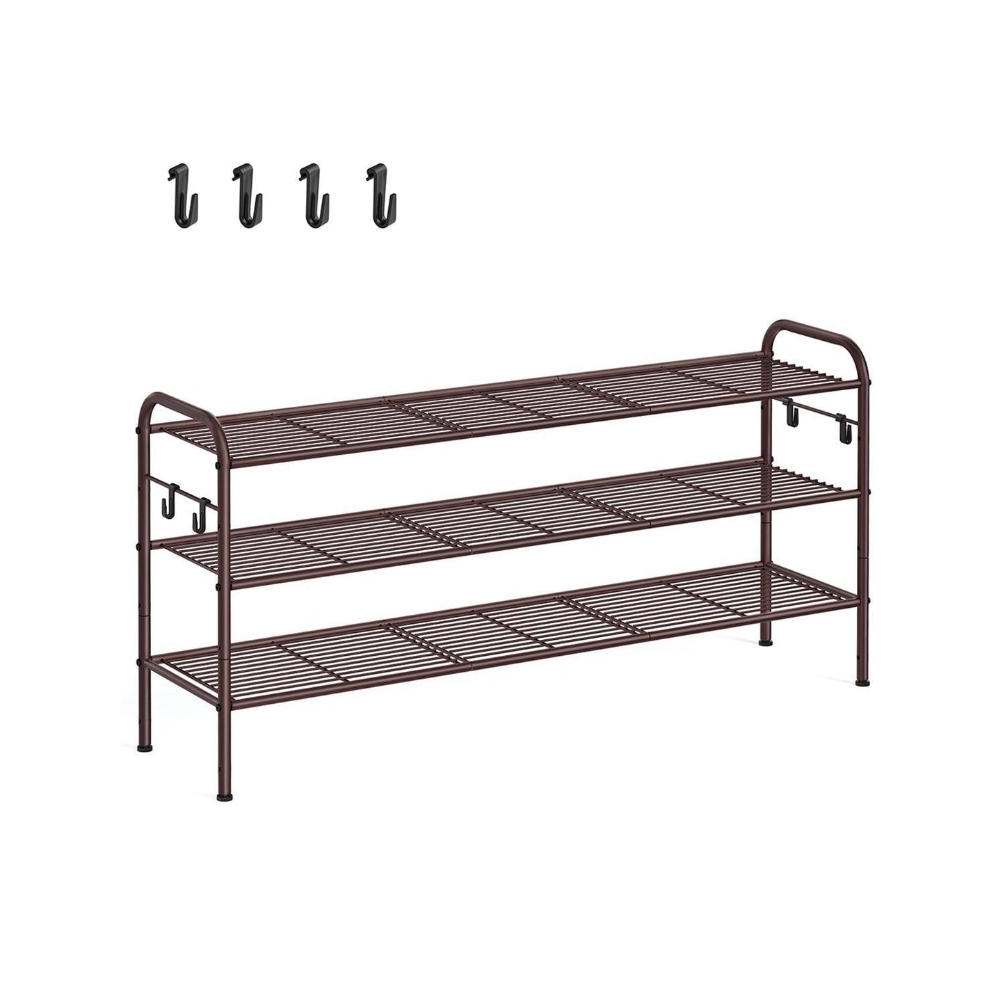 44.9" Wide 3-Tier Metal Shoe Rack Chestnut Brown FredCo