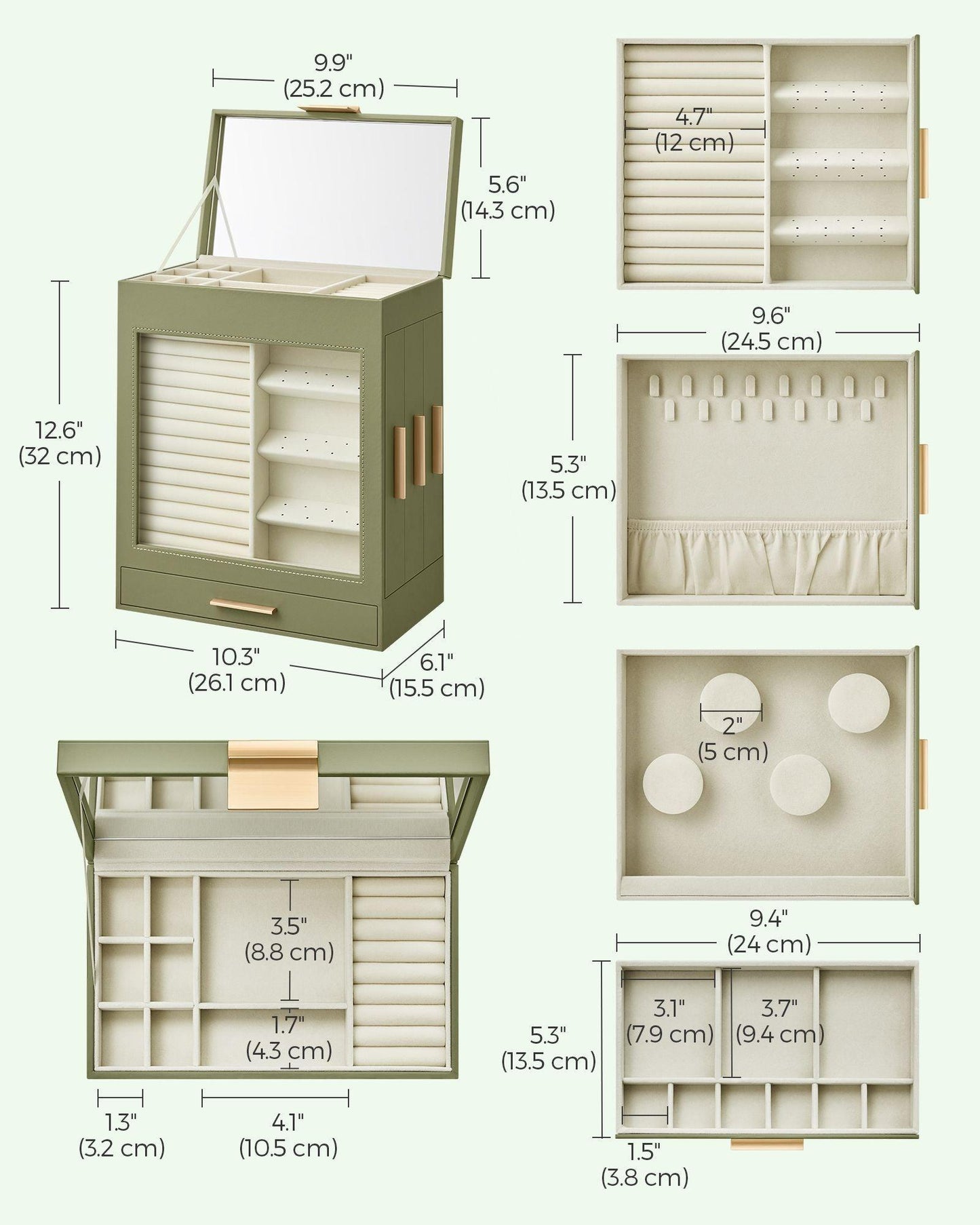5-Layer Jewelry Box Laurel Green FredCo